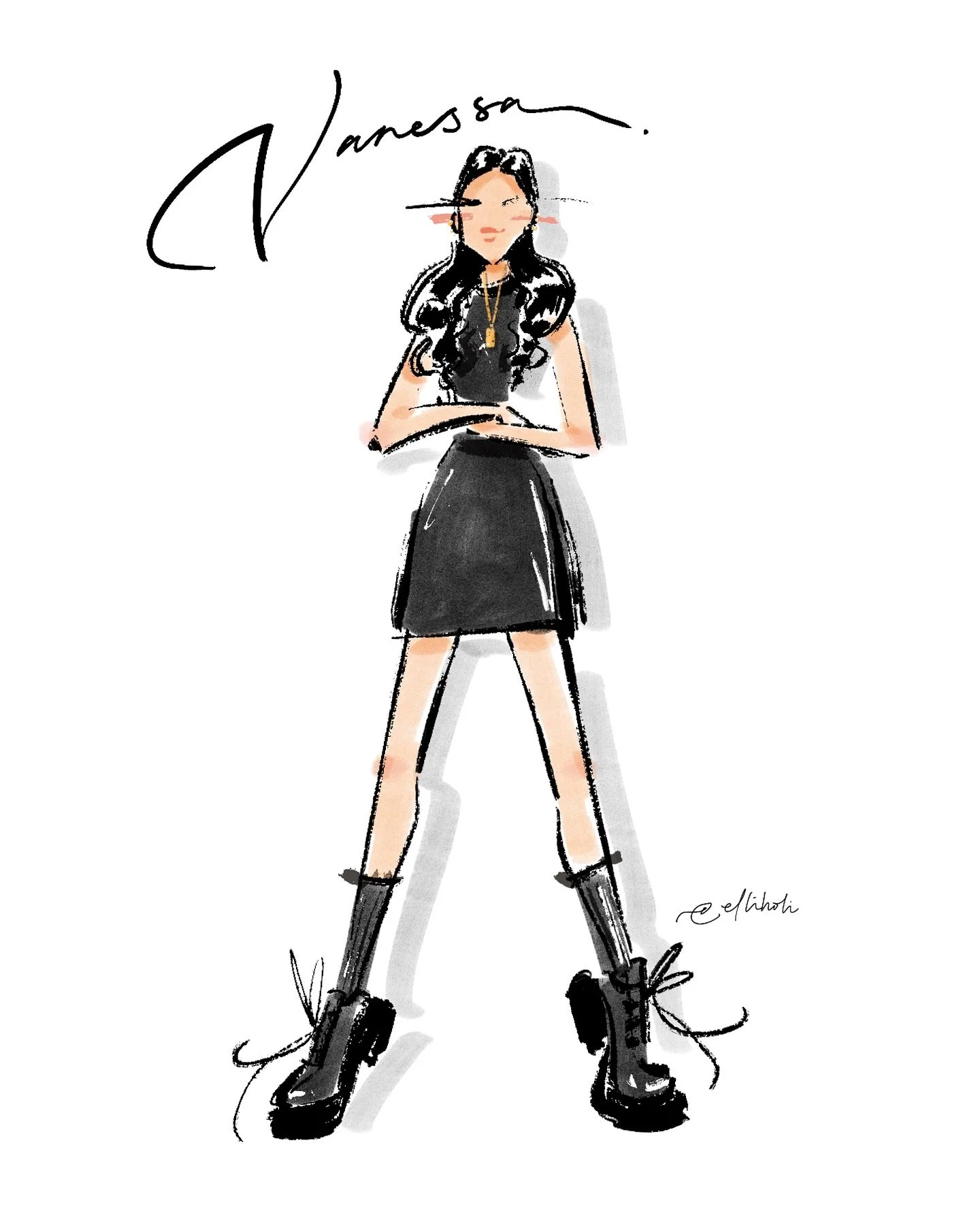 Fashion illustration for my black &amp; beige squad 🖤🤙🏻
&bull;
&bull;
&bull;
&bull;
&bull;
#fashionillustration #fashion #couture #illustration #klcalligrapher #calligraphy #eventartist #blackpink #localartist #womenwhodraw #womenofillustration #b