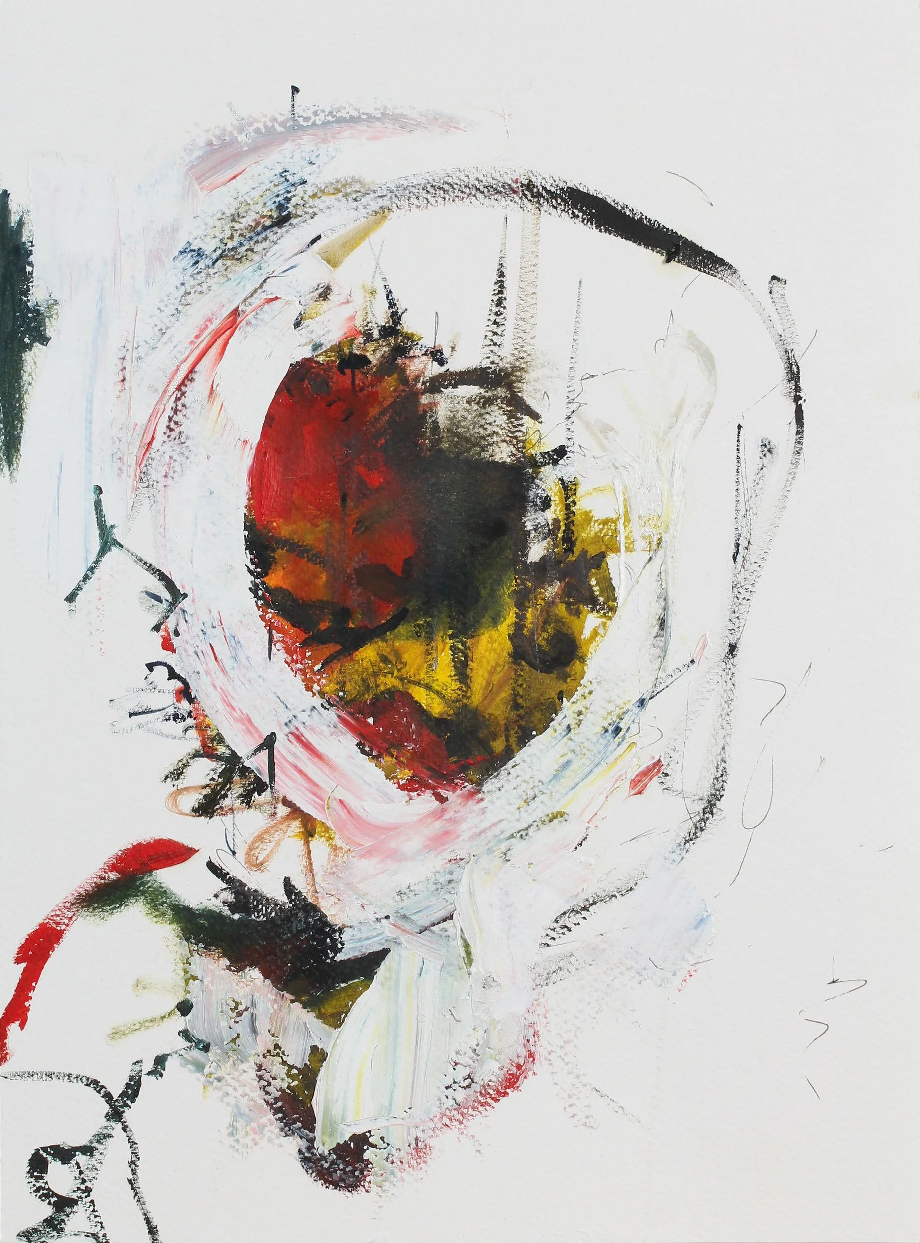 'i'm thinking' Oil and Ink on Paper 11 x 15"