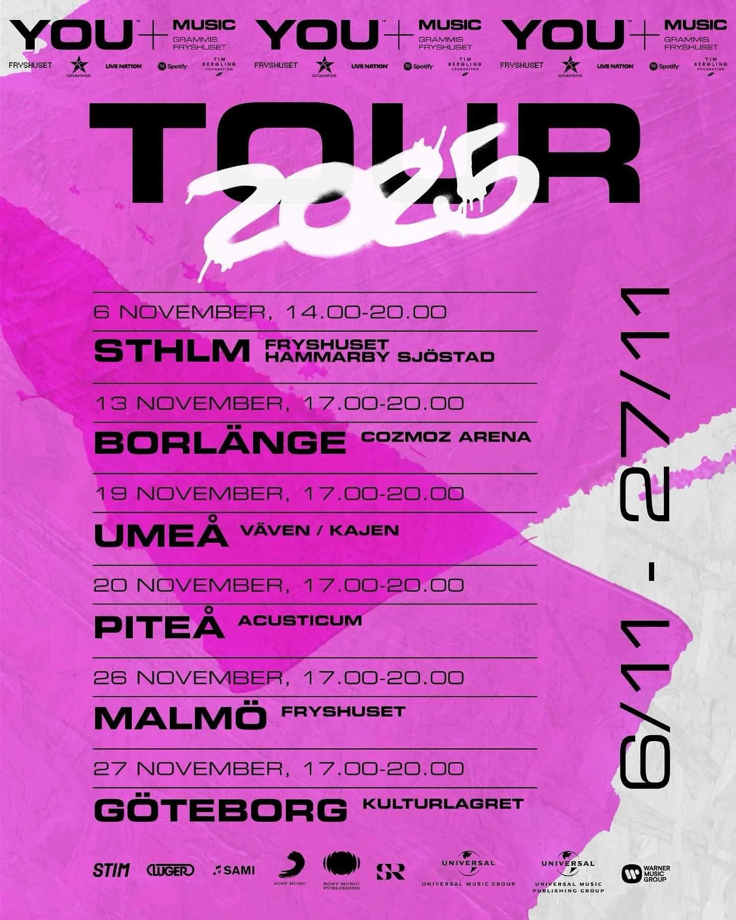 🚨 SAVE THE DATE 🚨
Repost &bull; @youplus_grammisfryshuset 

YOU+MUSIC 2025 drar ut på turné, större än någonsin!

Vi vill öppna upp till musikbranschen för unga talanger och musikentusiaster. Vi skapar mötesplatser för unga, kreatörer och