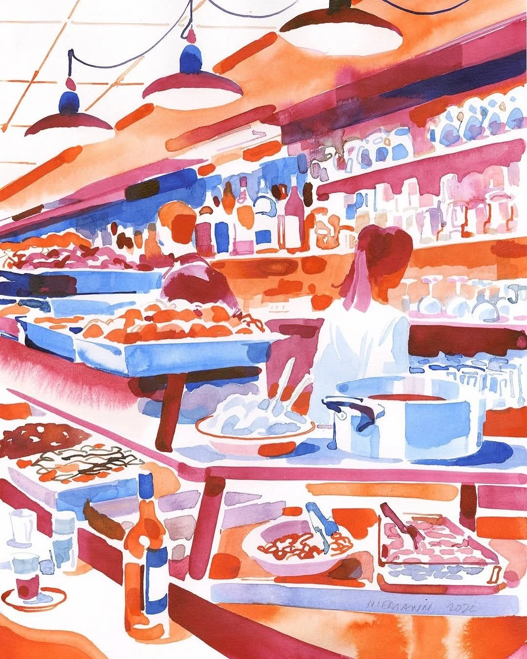 The wonderful work of @abstractsunday, unafraid of being colourful and a little whimsical. His watercolours are particularly entrancing. 
#art #illustration