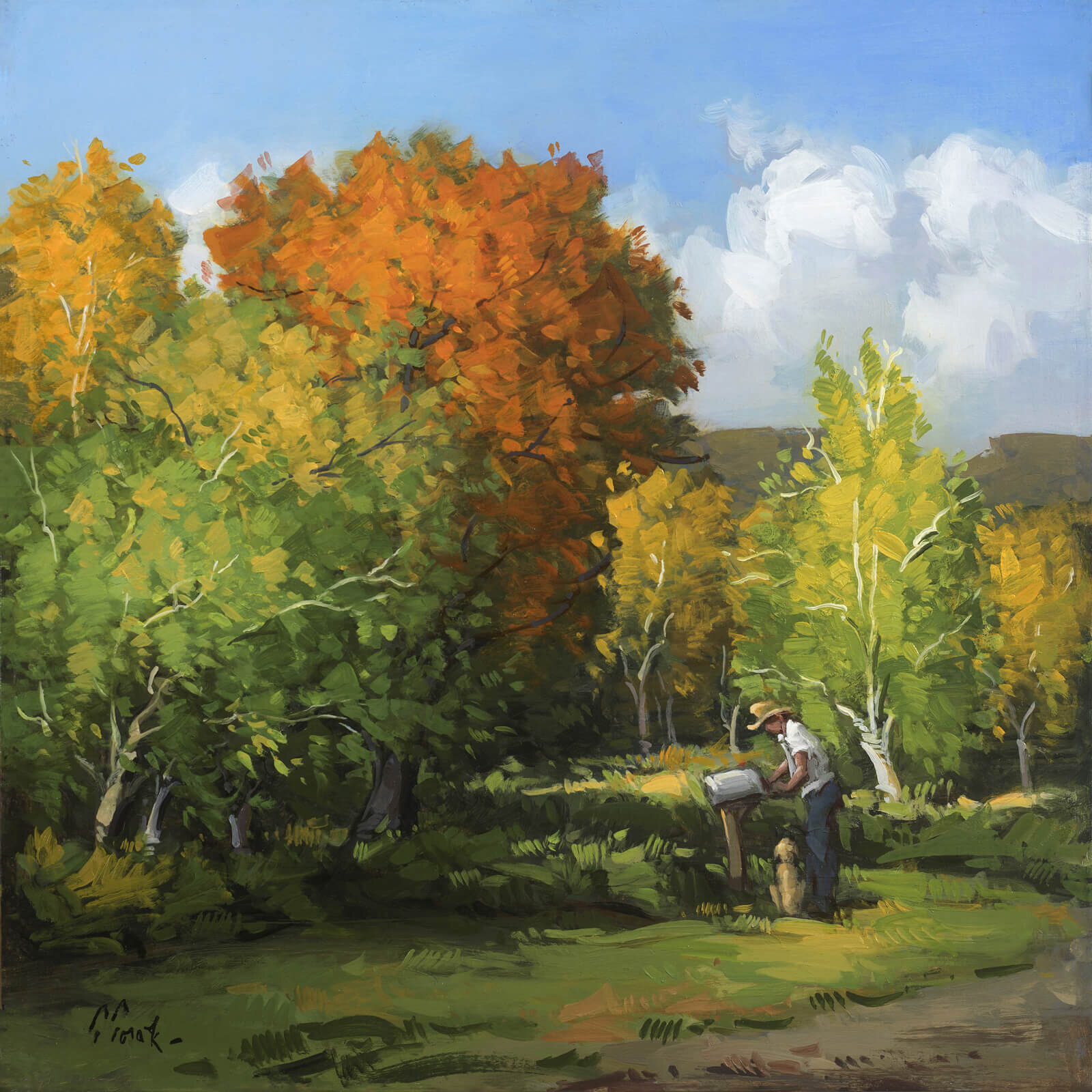 "The Mailbox" by Thomas Torak, 16"x16", Oil on Panel