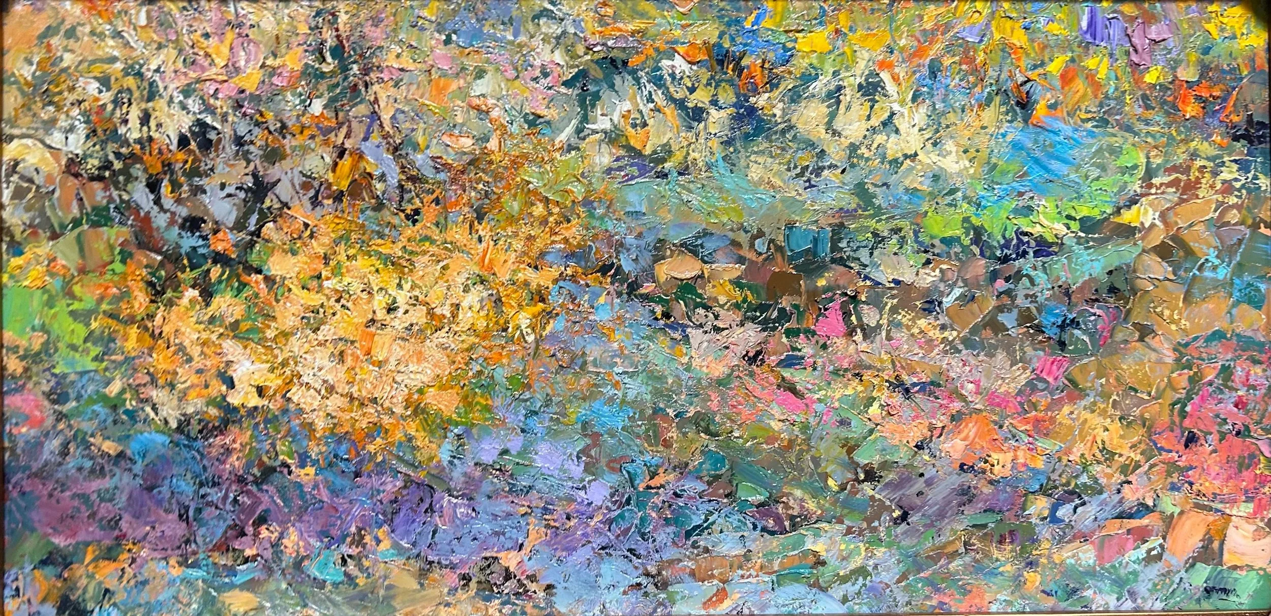 "A Touch of Autumn’s Glory" by Cynthia Rosen, 12" x 24", original oil