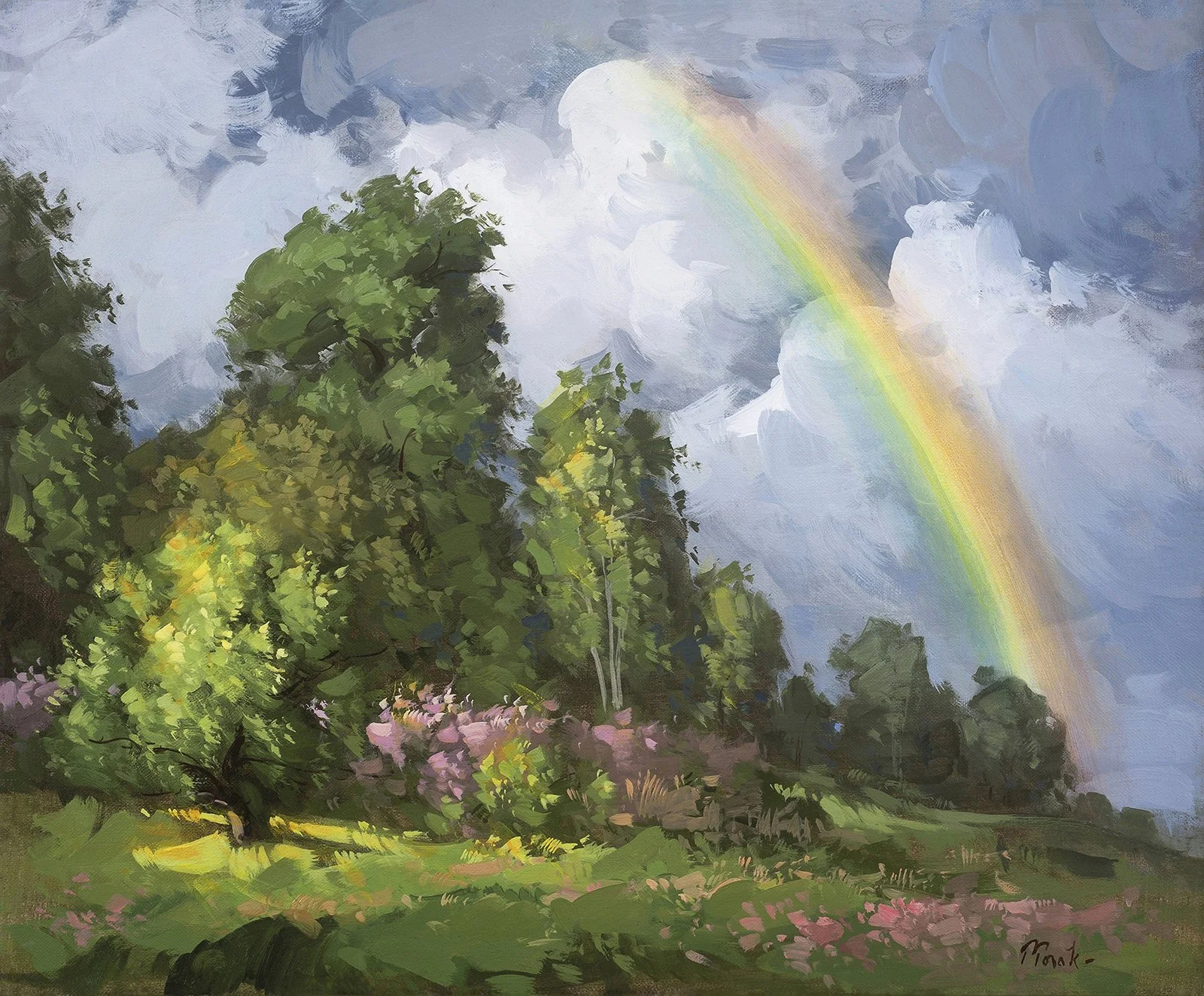 "Landscape with Rainbow" by Thomas Torak, 20" x 24", oil on linen