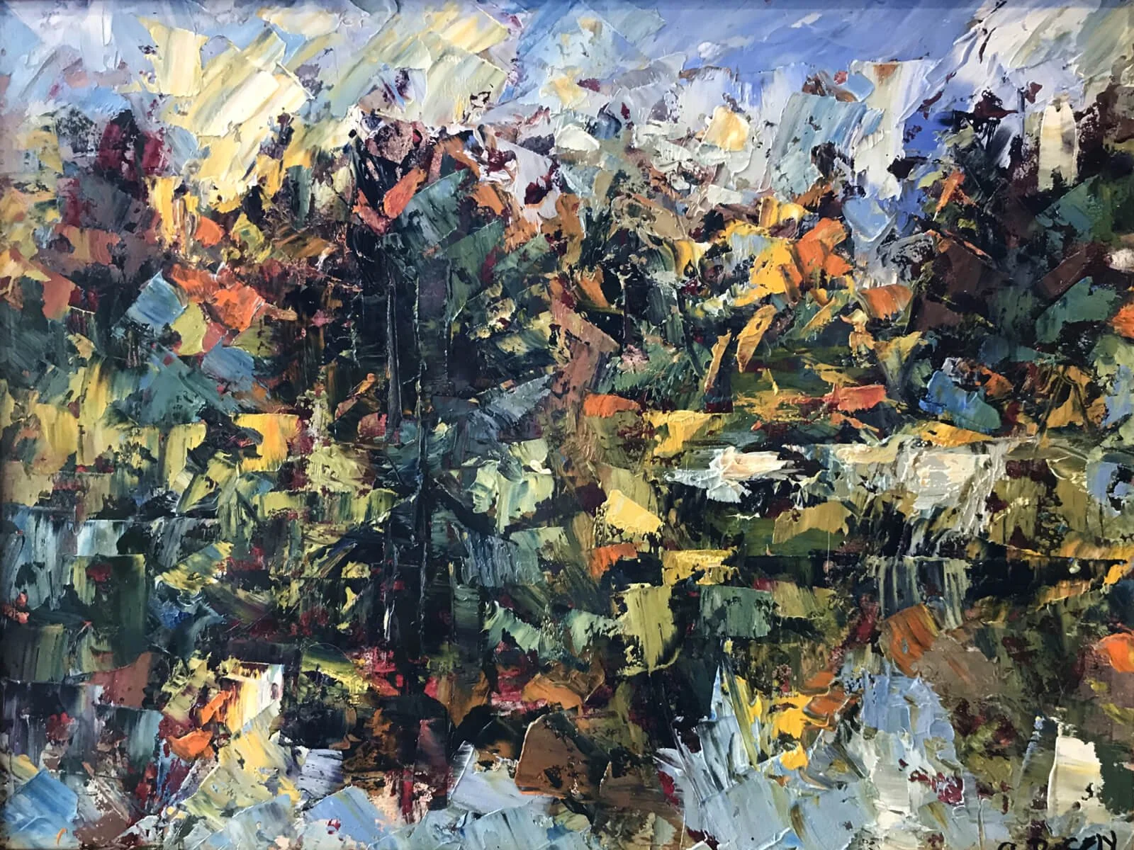 "Autumn By The Pond" by Cynthia Rosen, 12" x 16", original oil
