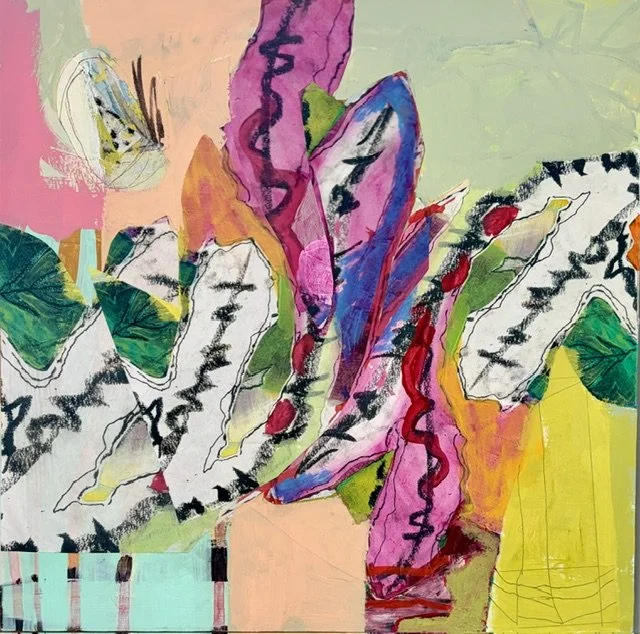 “Social Butterfly” by Elizabeth Nagle, 13” x 13”, original acrylic painting