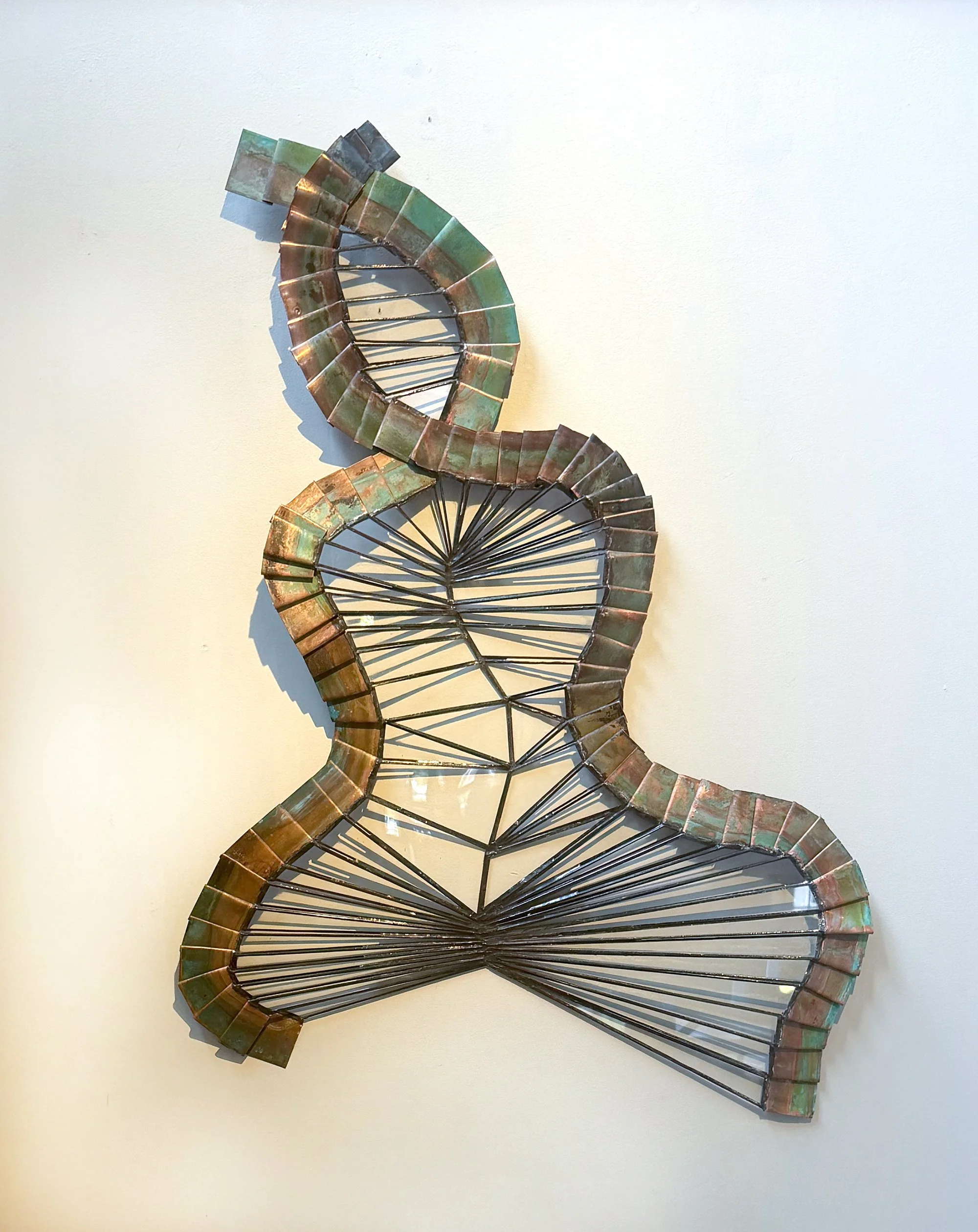 "Be Water" by Stefania Urist, Leaded glass and copper, 27" x 34" x 3"