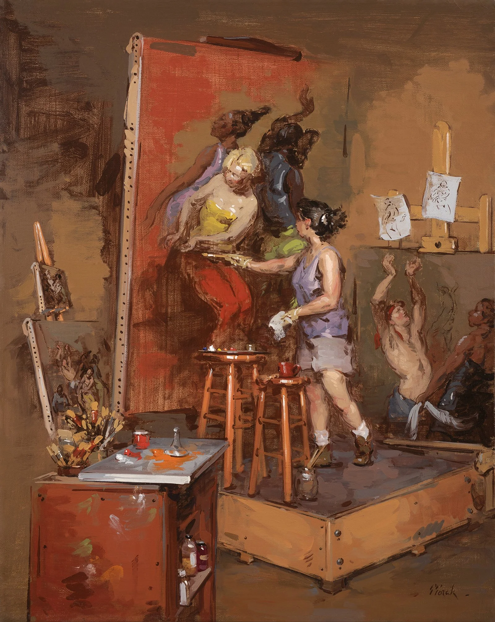 "Women in Art" by Thomas Torak, 30" x 24", oil on linen