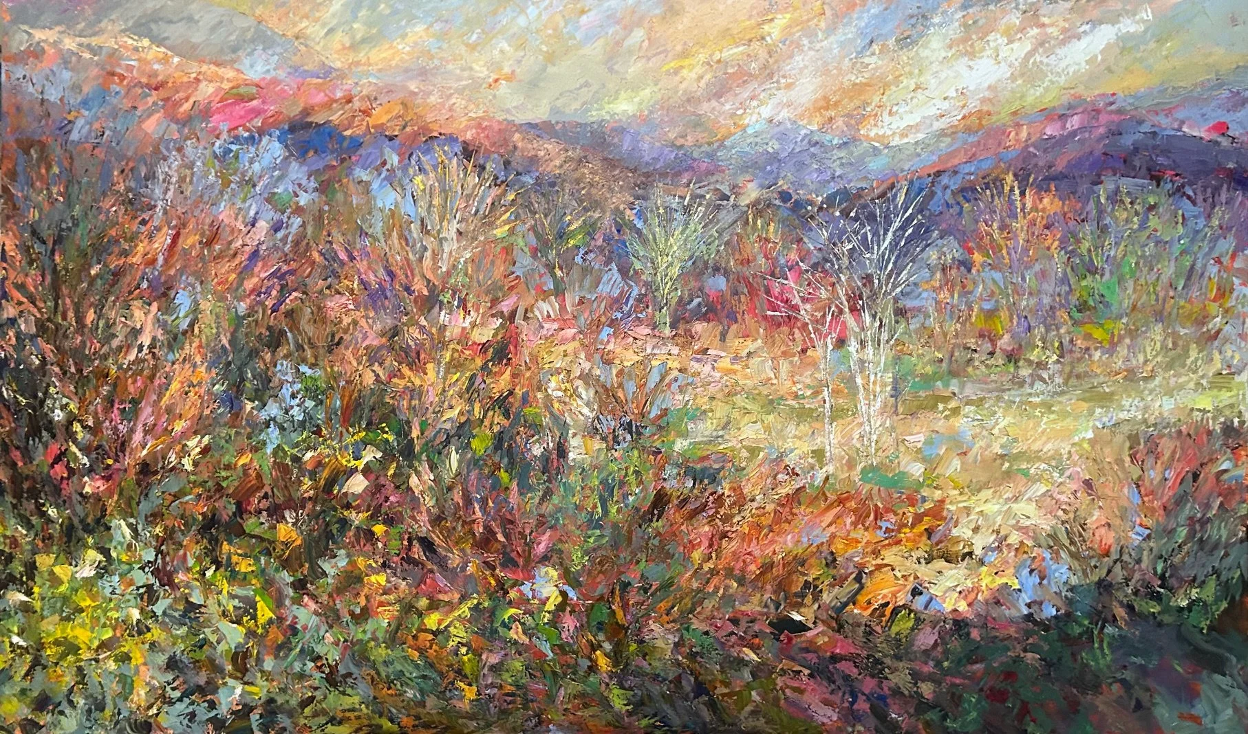 "The Magic of Autumn Begins" by Cynthia Rosen, 36" x 60", original oil