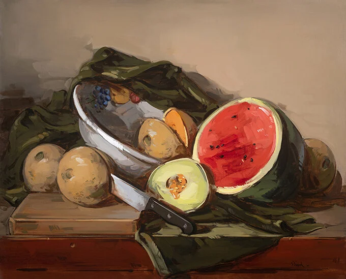"Melons" by Thomas Torak, 24" x 30", oil on linen