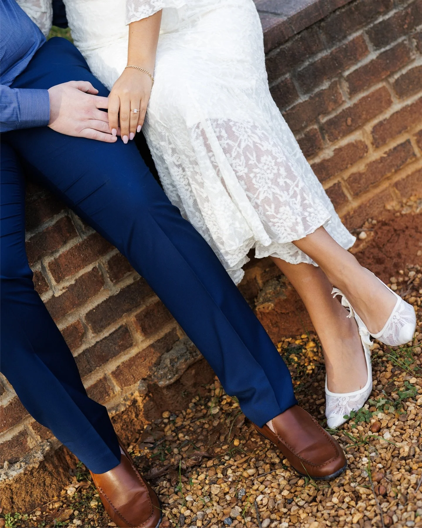 Brick pathways, classic architecture, and the cutest dachshund // Beth and Keegan&rsquo;s engagement photos, Inn at Serenbe