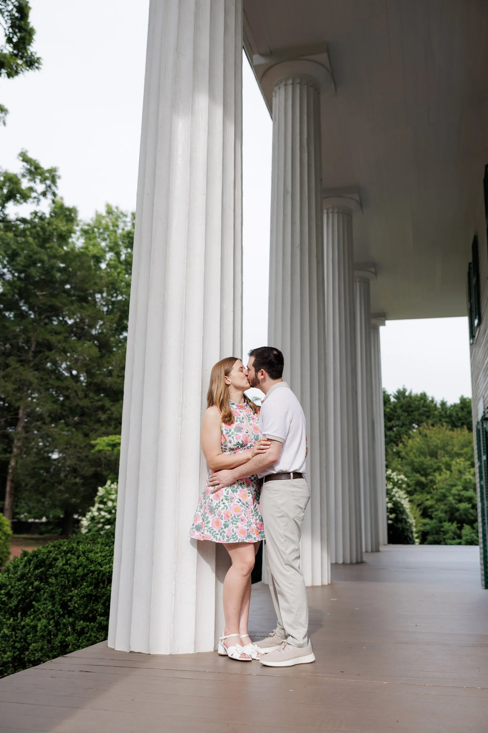 Columned Porch Kiss | Barrington Hall