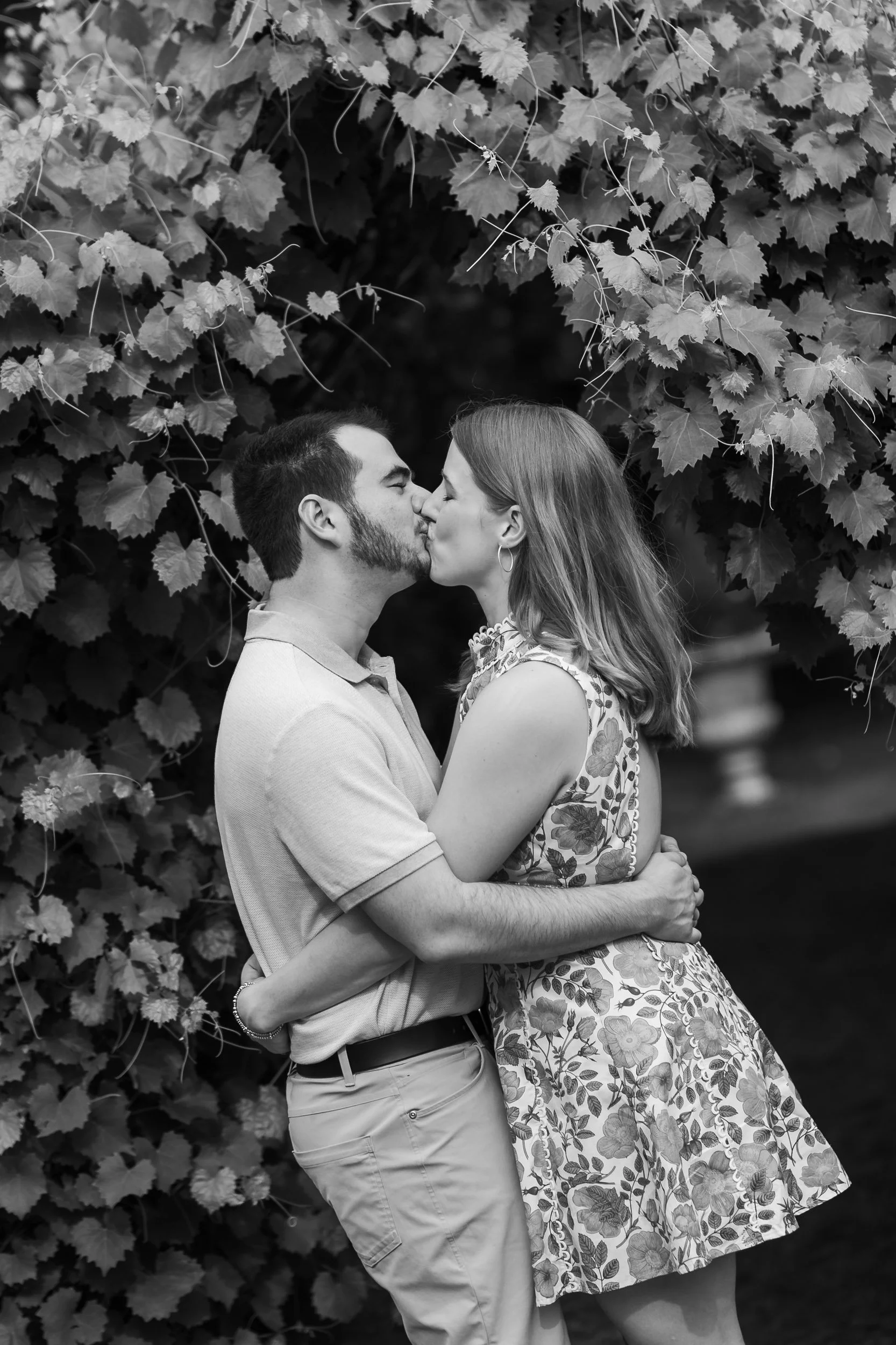 Black and White Engagement Portrait