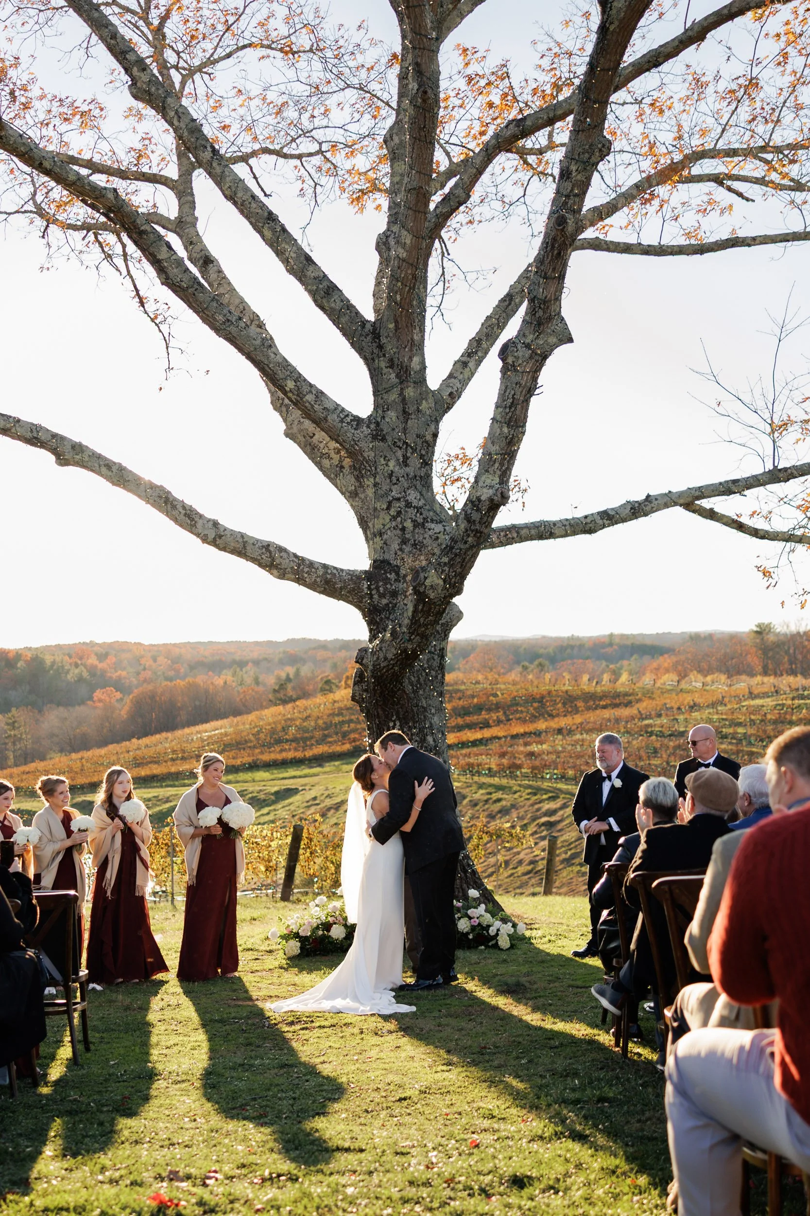 Ceremony kiss moment from wedding at Montaluce Vineyard & Winery