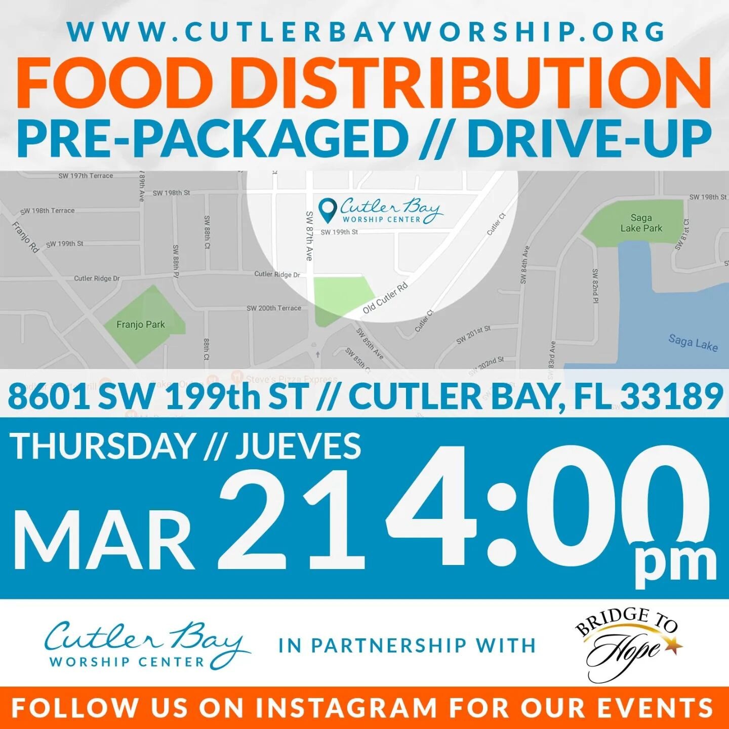 Food Distribution today at 4pm!! See you there!

Cutler Bay Worship Center
8601 SW 199th Street 

#fooddistribution 
#cutlerbayworshipcenter