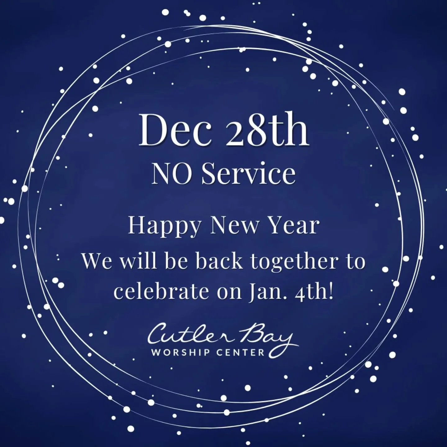 We do not have a service Sunday morning, Dec 28th.  Enjoy quality time with your family &amp; friends!

We can't wait to be together on Jan 4th to celebrate our 1 yr anniversary of the merging of IHOP Miami with Cutler Bay Worship Center!! 🥳 It's be