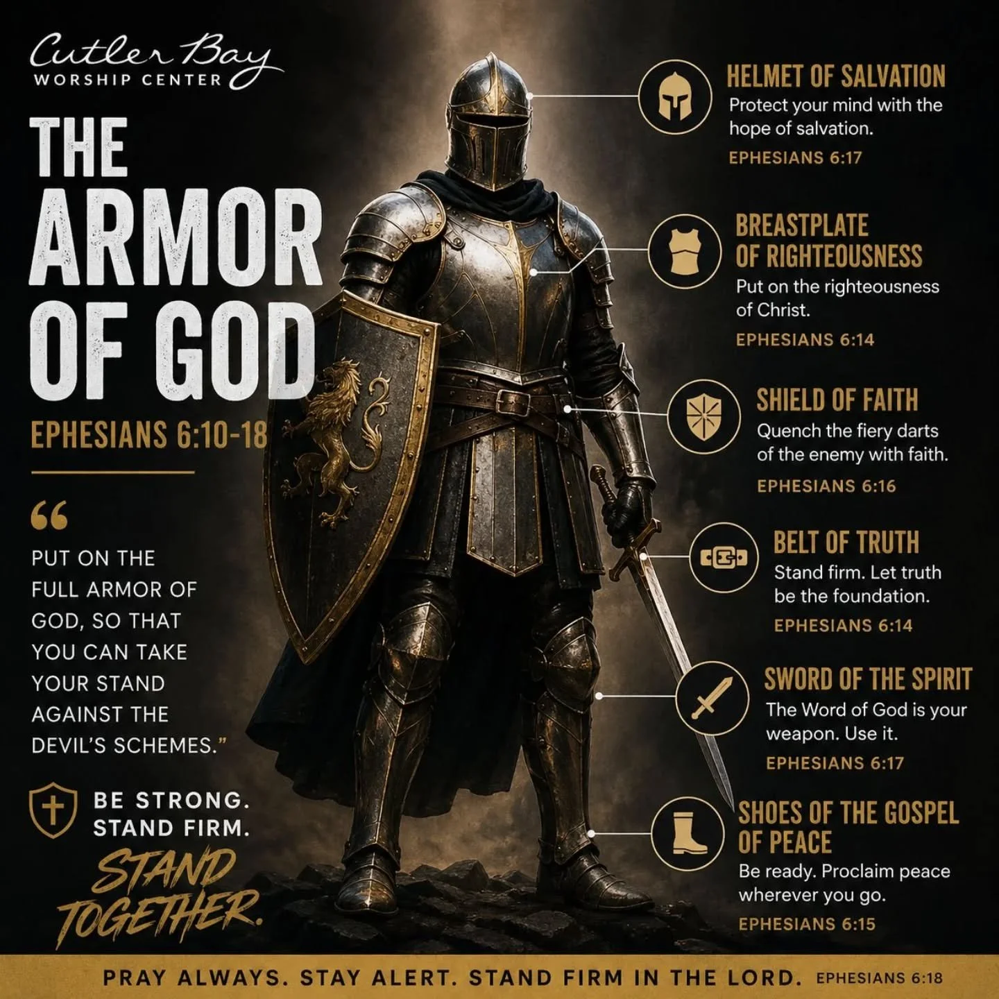 These last few months we have been going through Ephesians, last week we started the Armor of God.  Join us over the coming weeks as we dive deeper into the Armor of God! 

Join us Sunday's @ 10:30am

#cutlerbay #cutlerbaychurch #christianchurch #arm