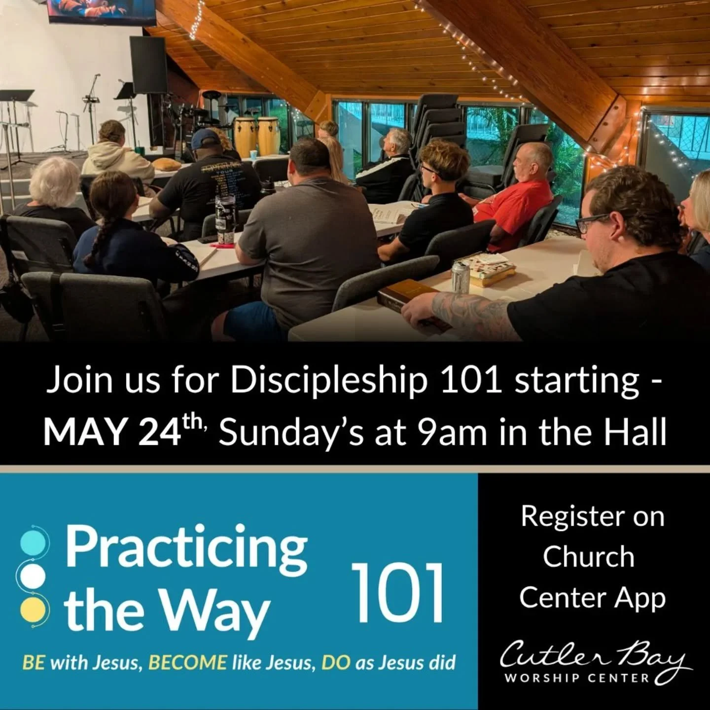 Our next Discipleship Class starts this Sunday at 9am in the Hall! Make sure to register this week! 

This 8 week class teaches you to Be with Jesus, Be like Jesus &amp; Do as Jesus did.