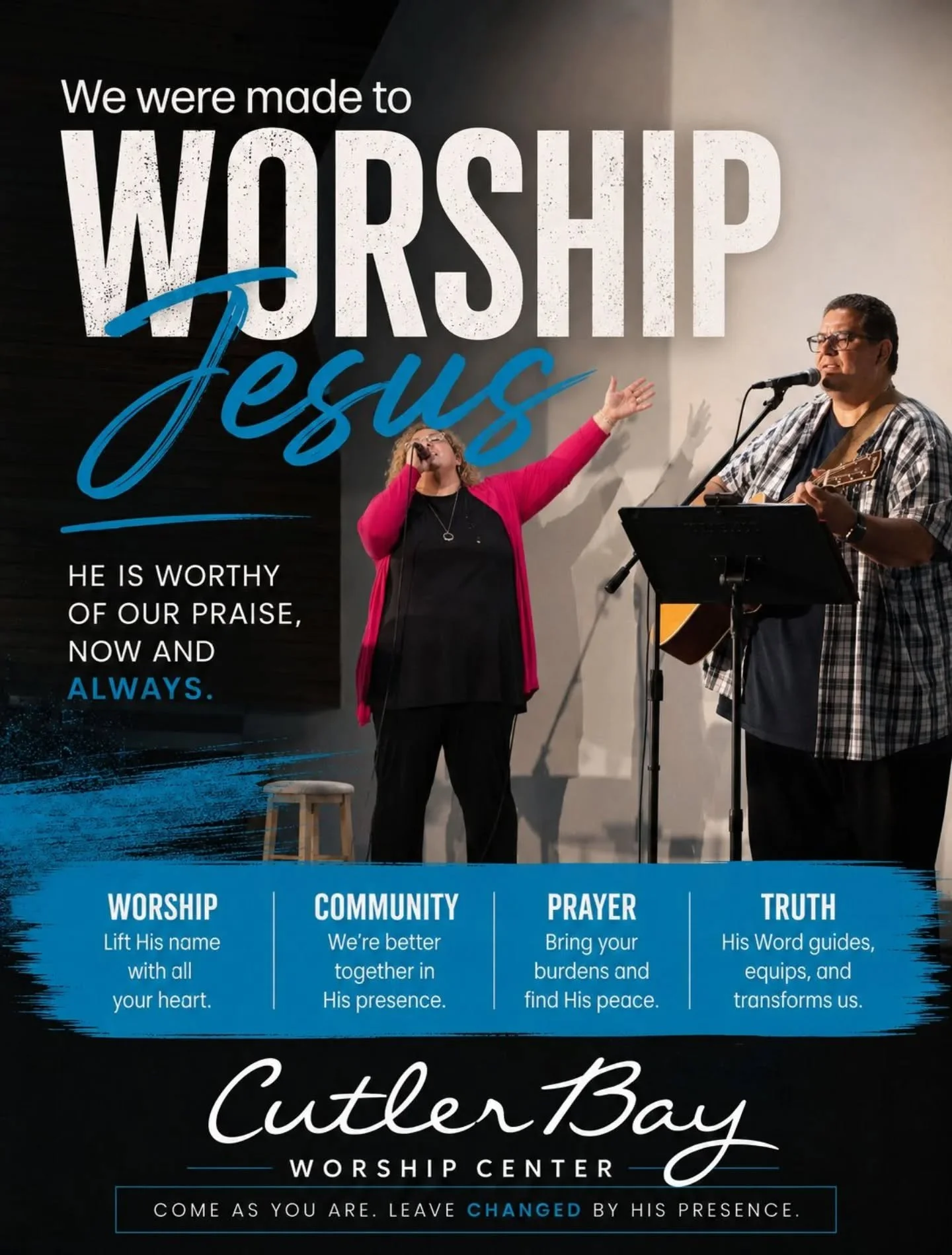 We sure do love to worship with our church family!! We believe that where the Spirit of the Lord is, lives will be changed. Join us Sunday's at 10:30am!

Cutler Bay Worship Center
8601 SW 199th Street

#cutlerbay 
#cutlerbaychurch 
#christianchurch
