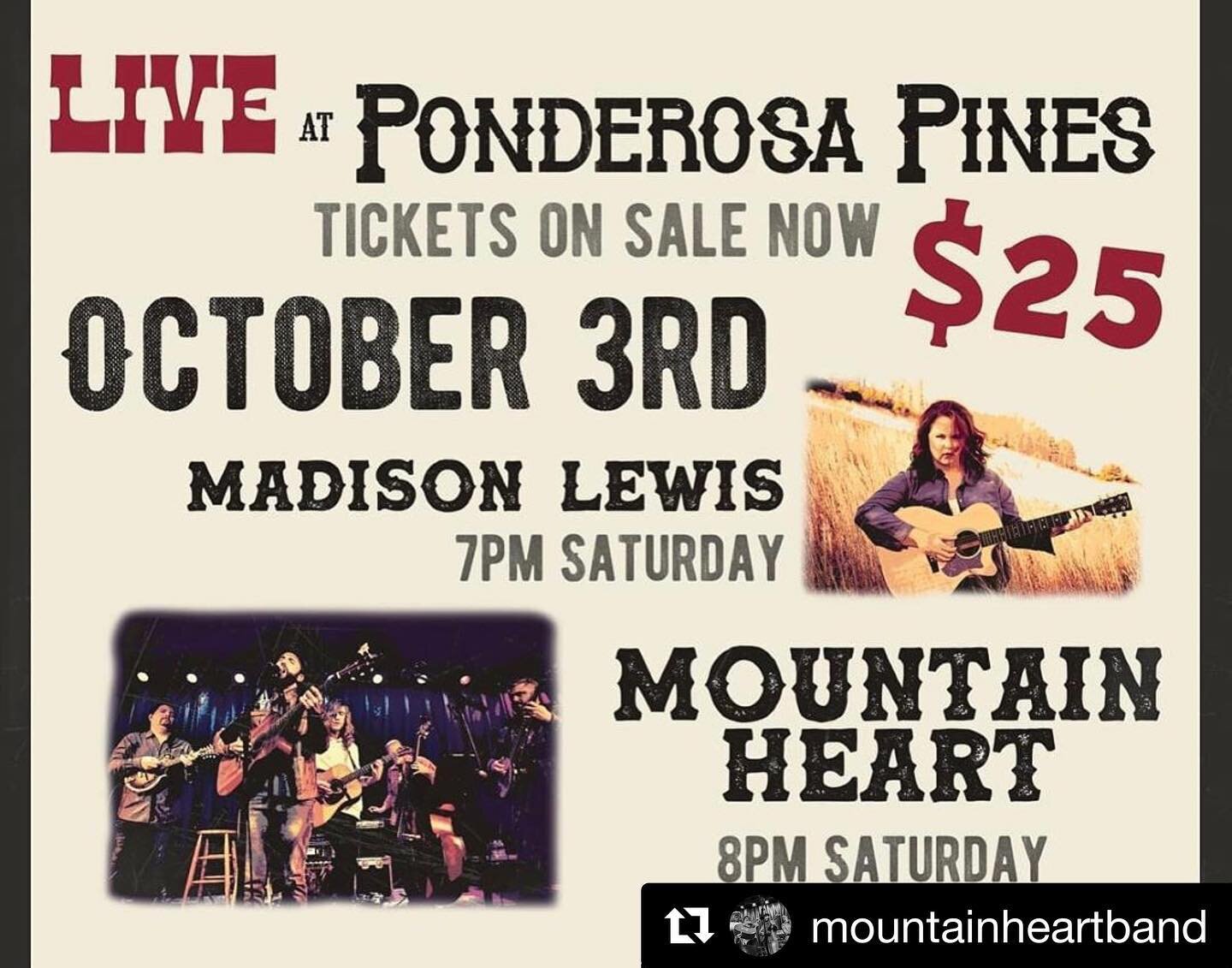 Can't wait to see our Kentucky friends 🙌

#Repost @mountainheartband
・・・
We&rsquo;re looking forward to jamming for our friends in KY on 10/3! Limited tickets available, so get em while you can! 🍂 🎶