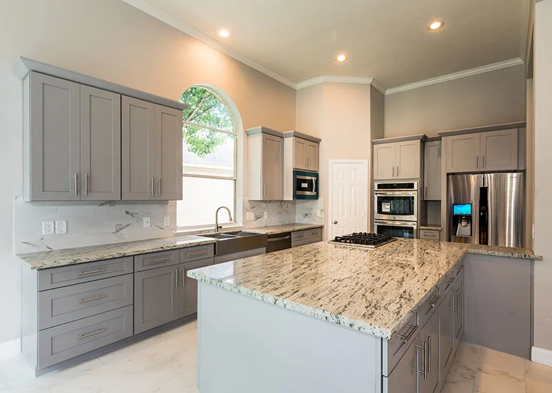 light-grey-shaker-houston-cabinets — iGranite Countertop and Cabinet Store