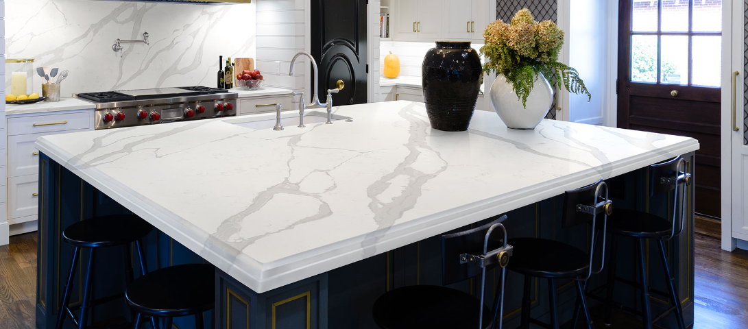 Calacatta Quartz Countertops Houston Slab Installed