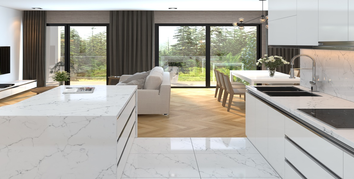 Venatino Quartz Countertops Houston Slab Installed
