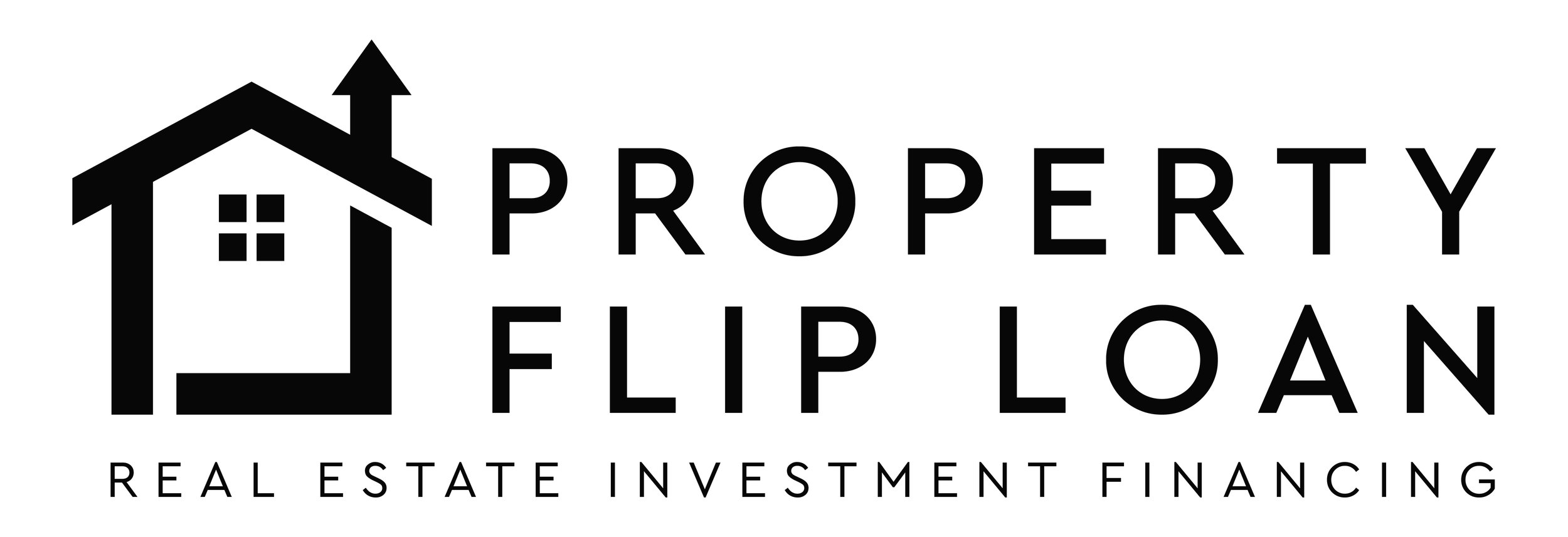 Logo for Property Flip Loan showing a stylized house and the text 'PROPERTY FLIP LOAN' with the tagline 'REAL ESTATE INVESTMENT FINANCING'.