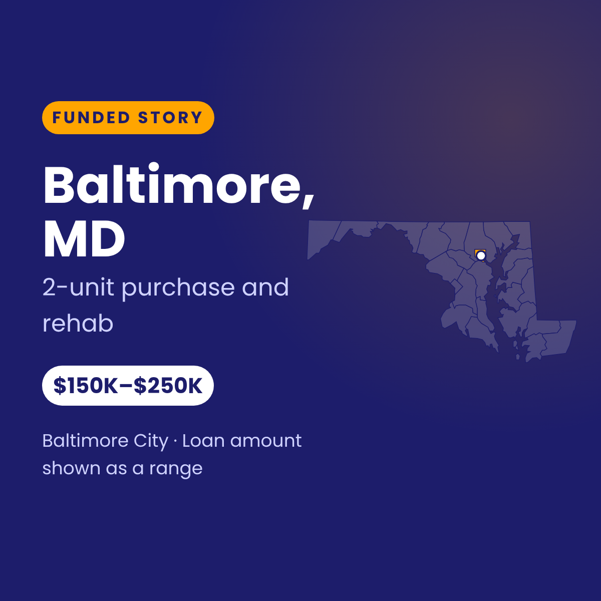Baltimore, MD 2-Unit Purchase and Rehab Loan