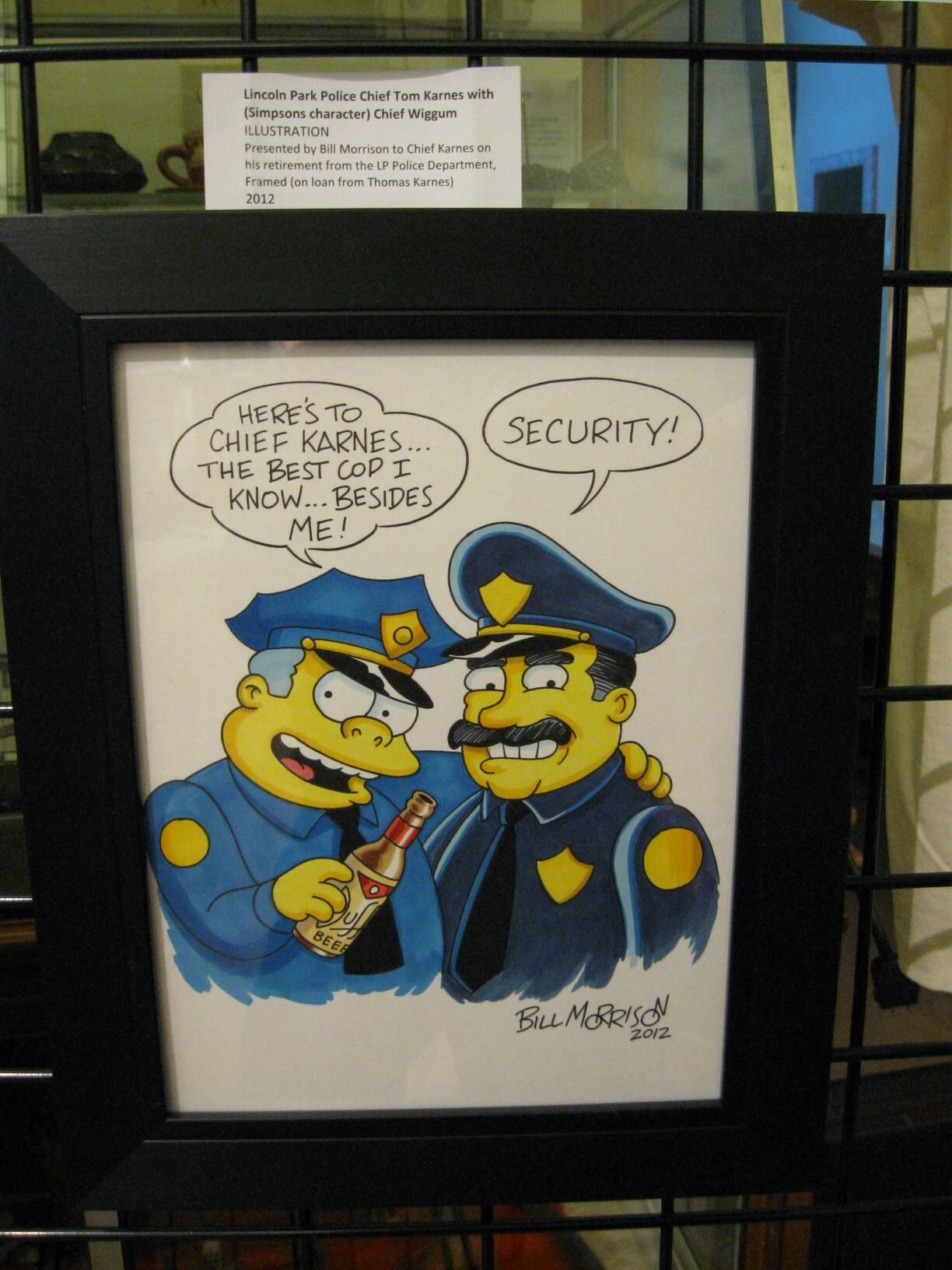 Illustration by Bill Morrison, a gift to former Lincoln Park Police Chief Tom Karnes on his retirement from the police force in 2012; on loan for the exhibit 