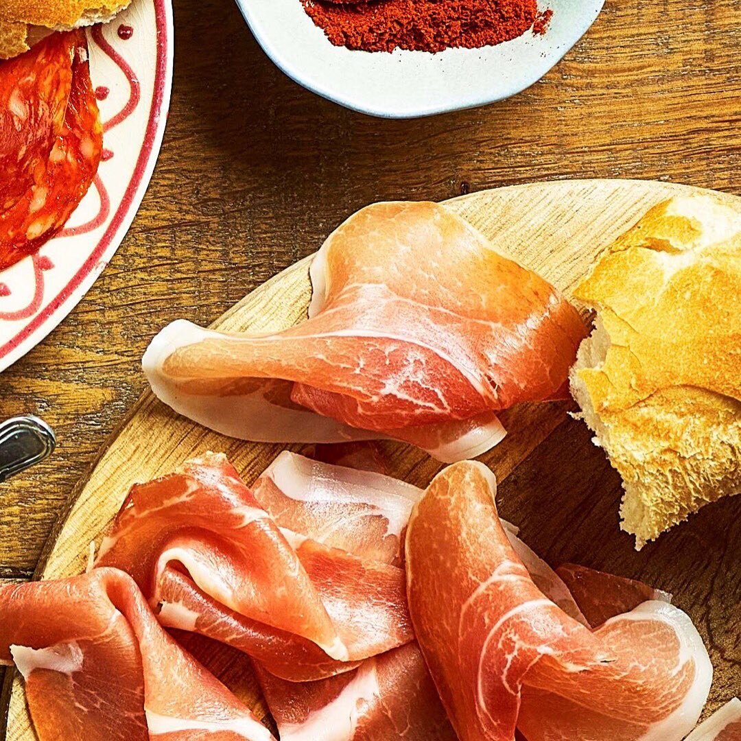 Delicate and thinly sliced, air dried Spanish Serrano Ham with a distinctive nutty flavour