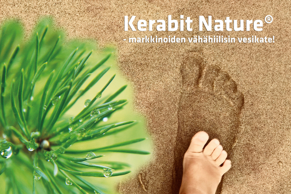 Talo Pyörteen vesikate Kerabit Nature® on markkinoiden vähähiilisin vesikate. Tuotteissa merkittävä osa bitumista on korvattu mäntyöljyllä. Nature-tuotteista löytyy sopiva ratkaisu kaikille katoille.&nbsp;