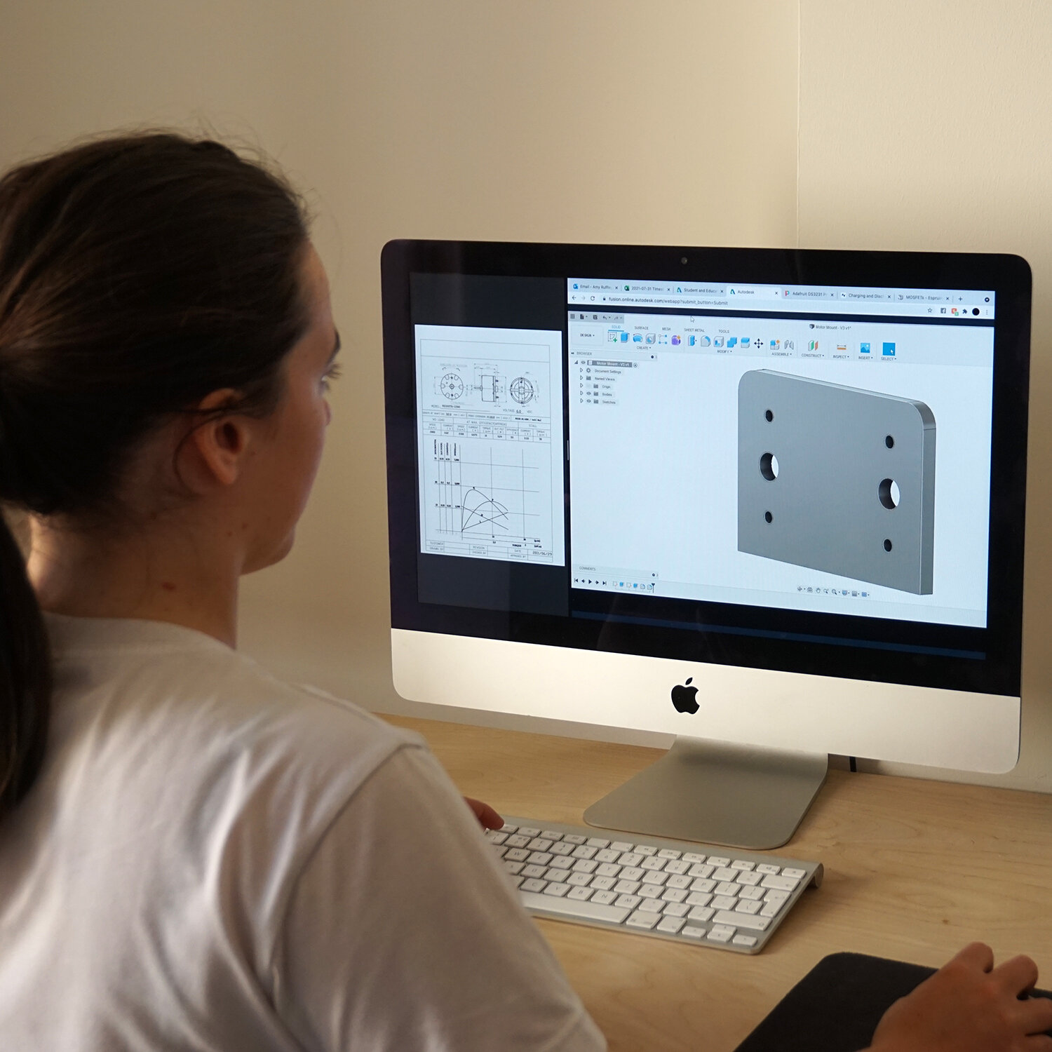 Amy Ruffley working on a 3D CAD model
