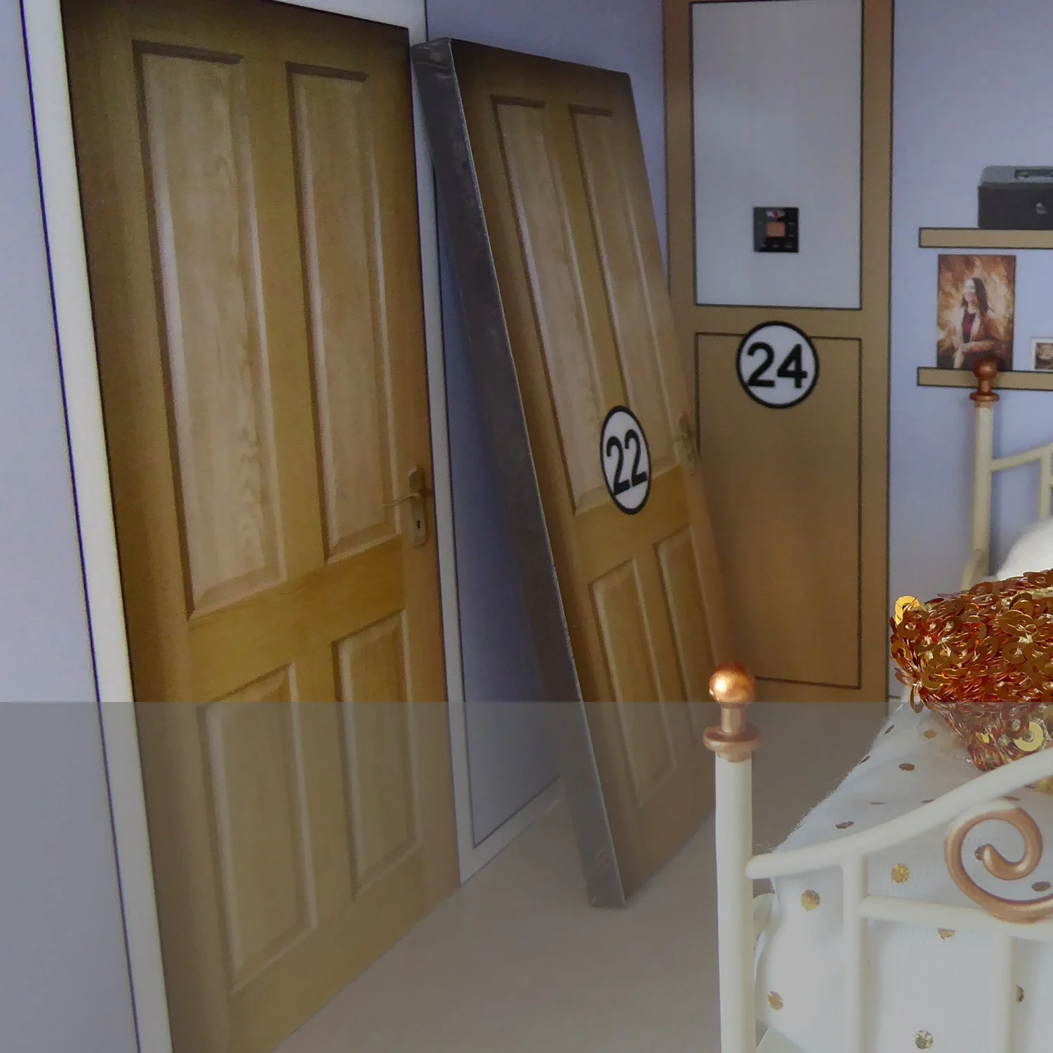 22. Interior door on rising butt hinges – carried to safety upstairs