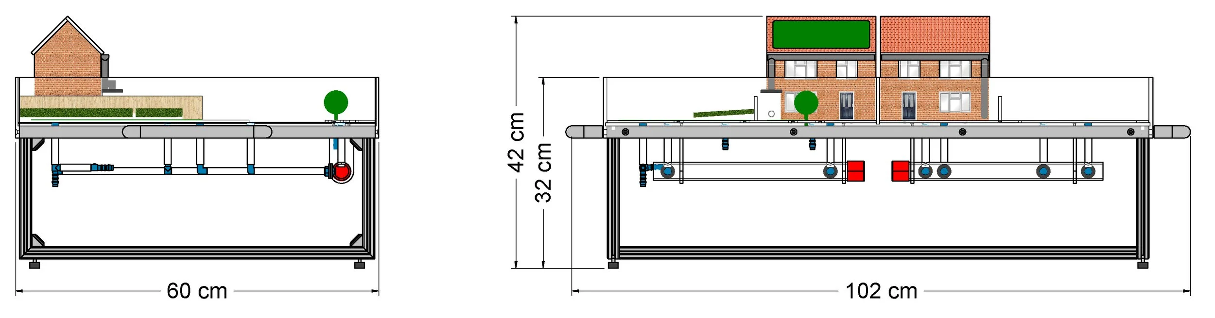 Dimensioned drawing of SuDS Model (Standard Version)