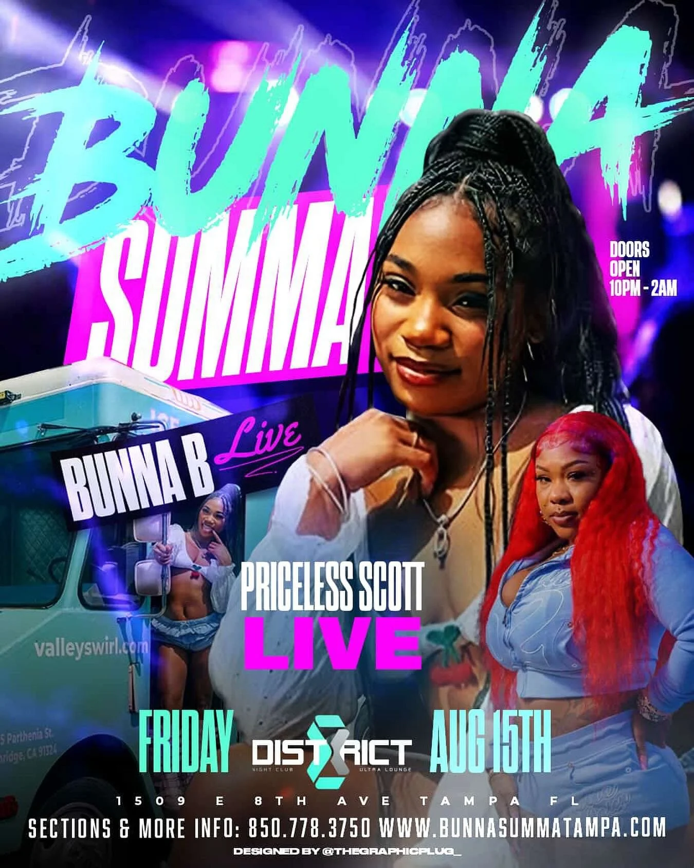 🚨 TONIGHT 🚨 SUMMA JUST BEGUN W/ @BUNNAB &amp; @PRICELESSSCOTT PERFORMING LIVE AT DISTRICT 8

📅 Friday. August 15th
⌚️ 10pm - 2am
📍 @district8tampa

GET YOUR TICKETS NOW ‼️
🎟️: BUNNASUMMATAMPA.COM

For Vip Sections 📲 Text 727.415.2836

#BunnaB #