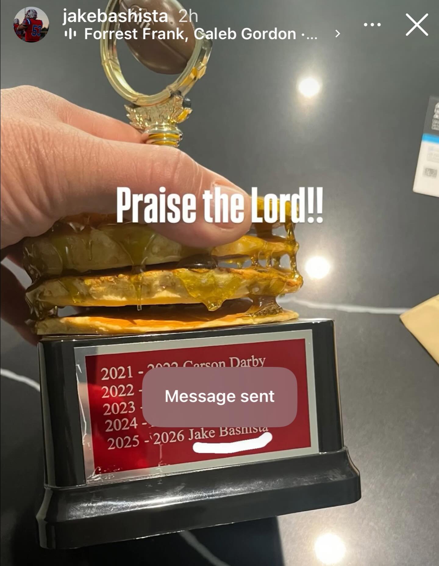 Our man Jake won the PANCAKES award. A 🥞 is when you knock the other player off their feet, usually onto their back. Way to go Jake!!!