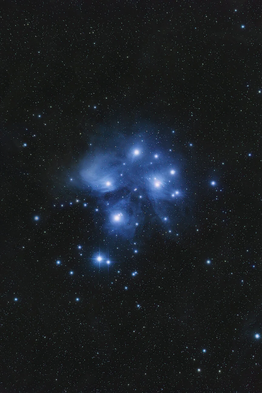 The Pleiades, also known as the Seven Sisters and Messier 45, is an open star cluster containing middle-aged, hot B-type stars in the north-west of the constellation Taurus. It is among the star clusters nearest to Earth, it is the nearest Messier ob
