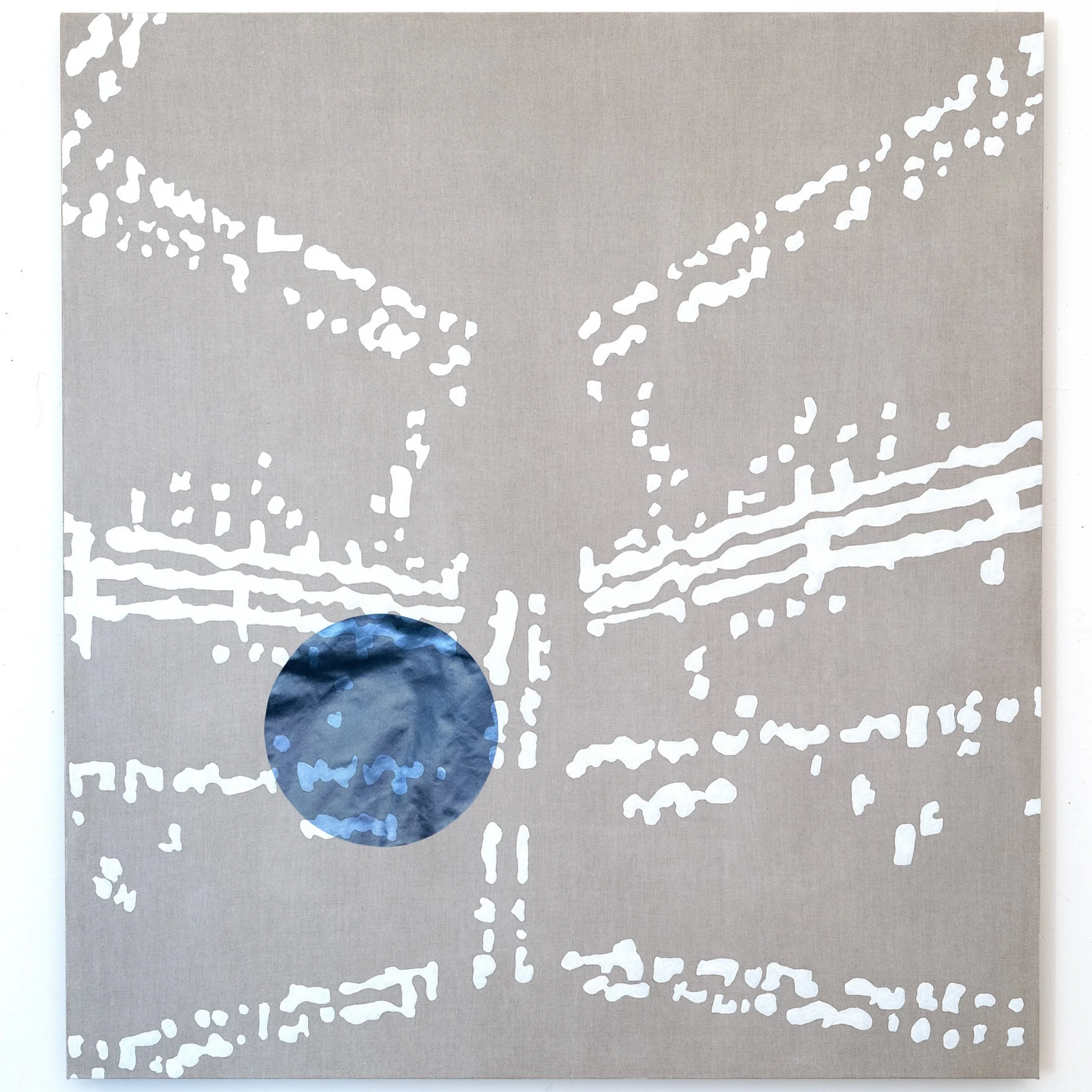 Annette Lawrence,  Blue Portal April 2021 , 2024, acrylic on linen, 48" x 44", photo taken by Matthew Troyer