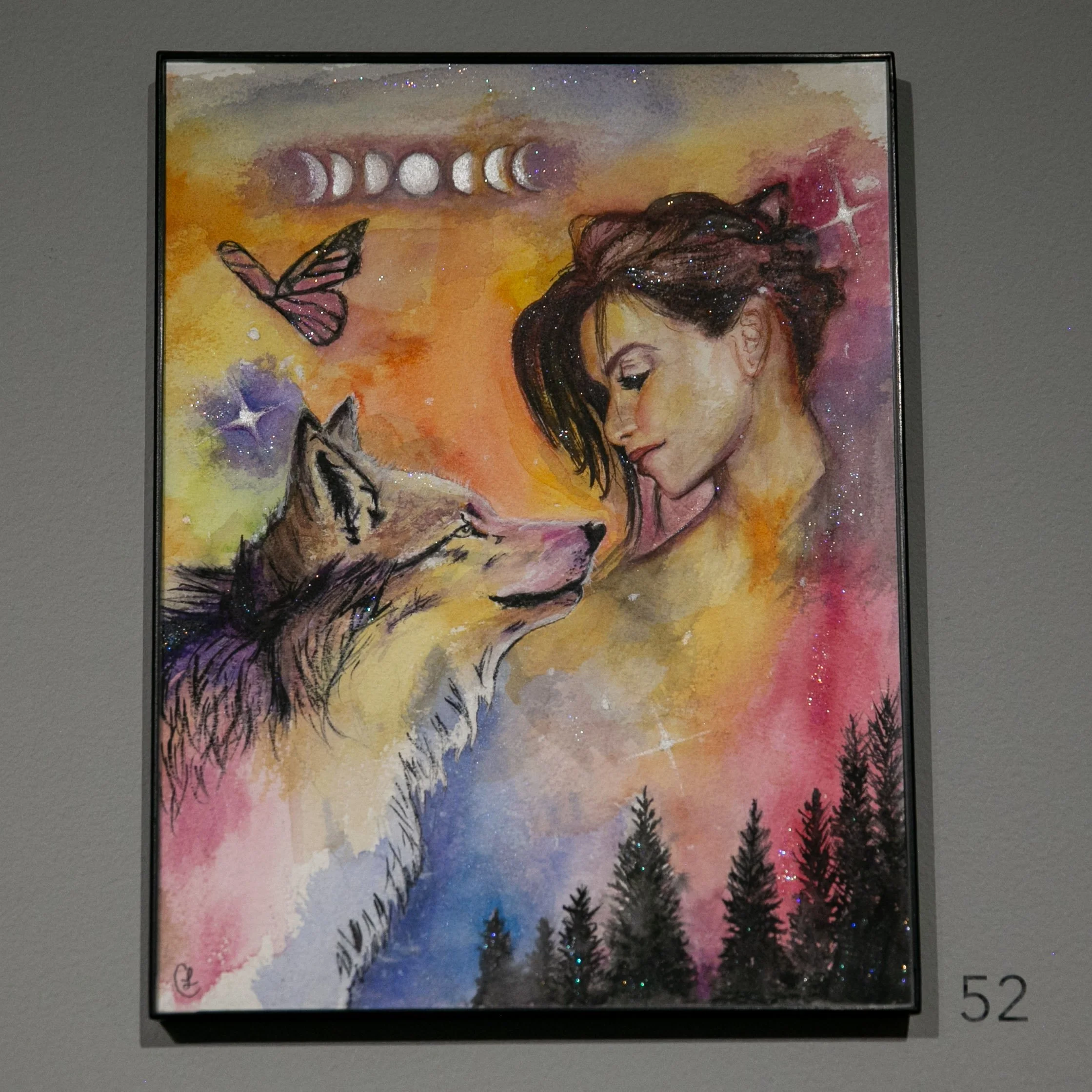 Third Place Community Choice Award: Christina Lofaro,  Kindred Spirits , watercolor, mixed media