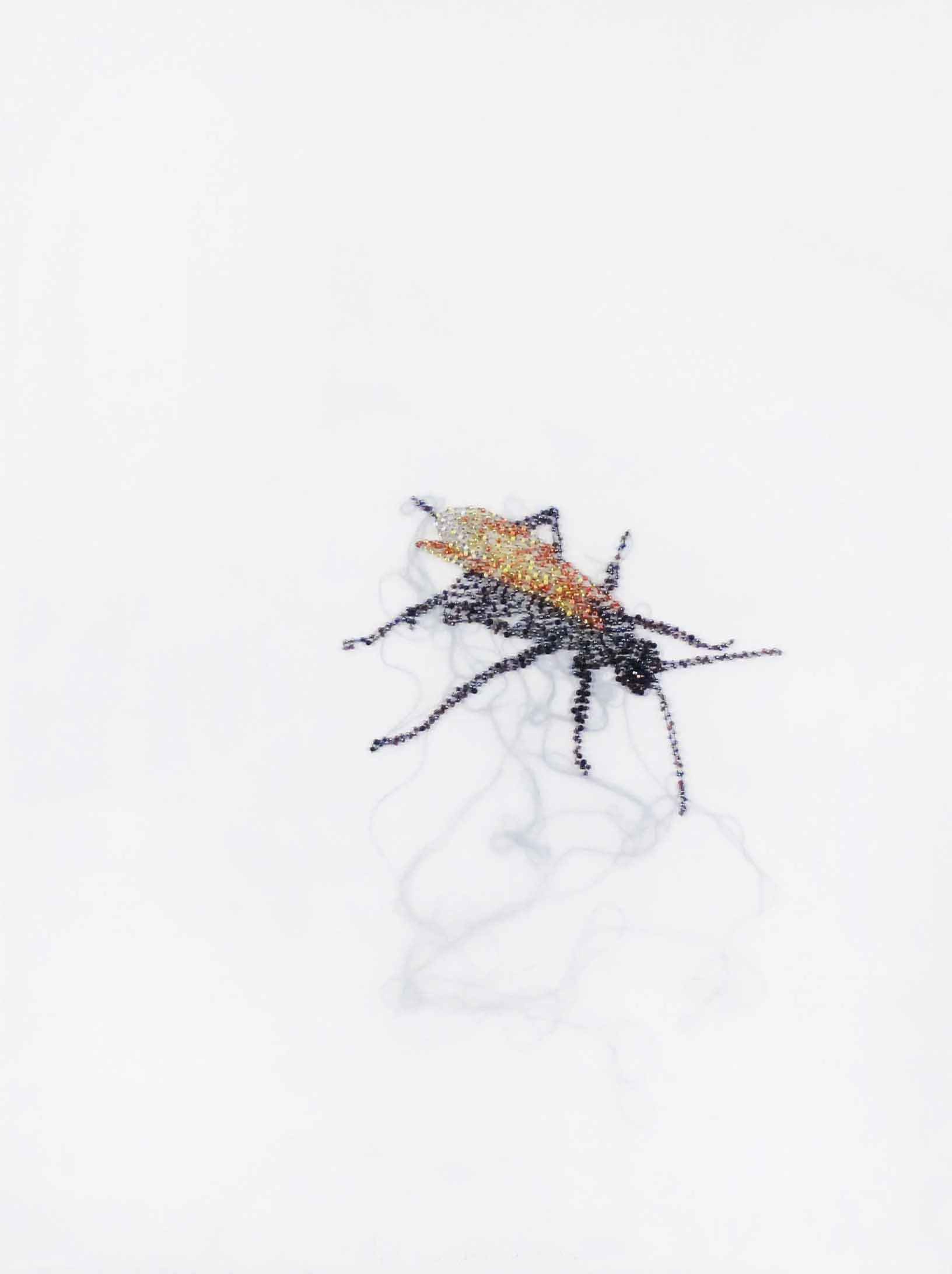 Rob Wynne,  ANT , 2012, glass beads and tread on vellum, 27" x 21”, Roanoke College Permanent Collection, gift of the artist