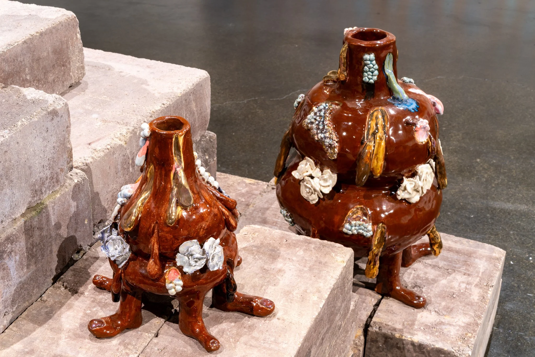 LaRissa Rogers,  Untitled (Child)  and  Untitled (Mother) , 2023, porcelain, glaze