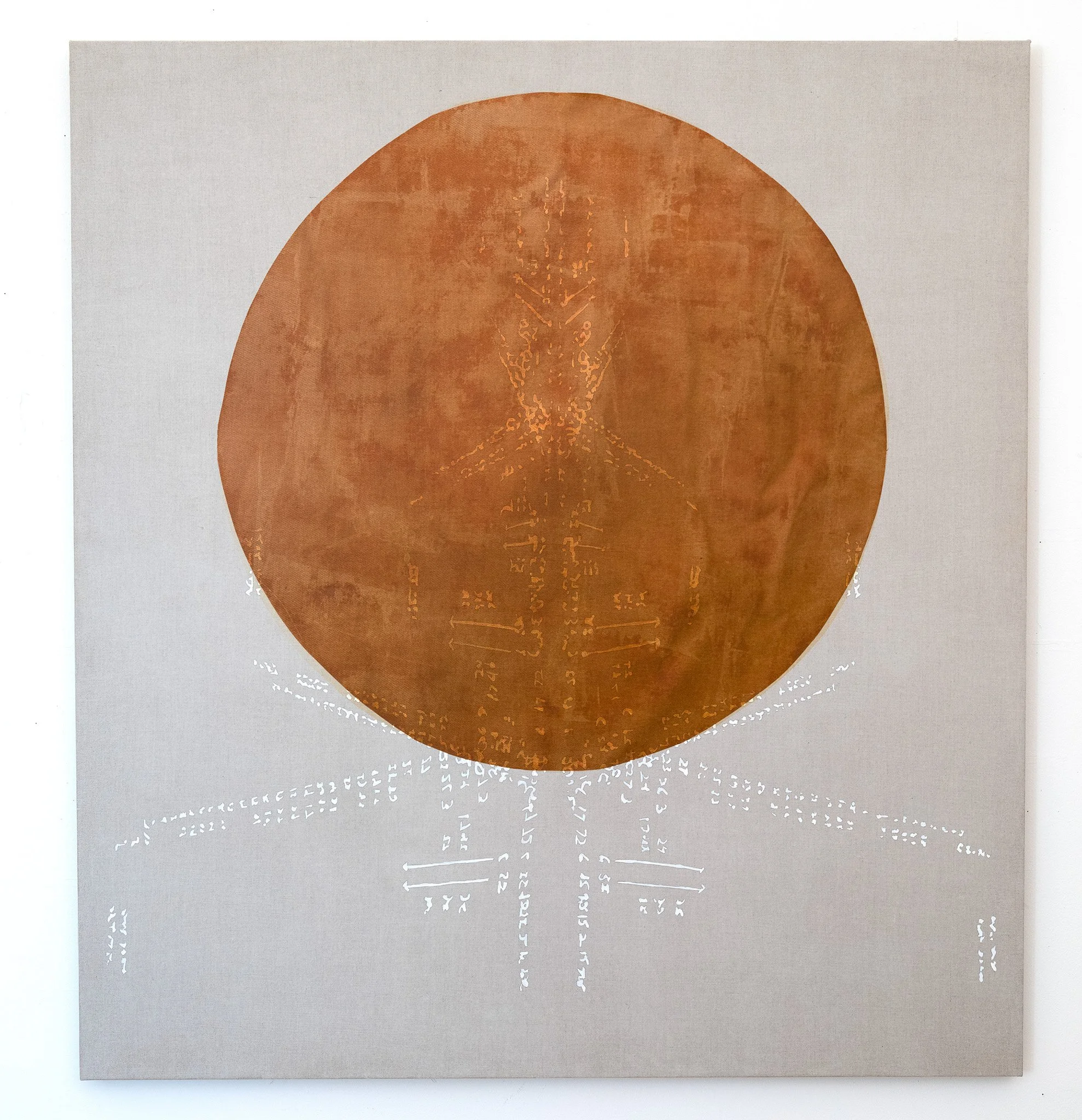 Annette Lawrence,  Orange Planet March 2021 , 2024, acrylic on linen
