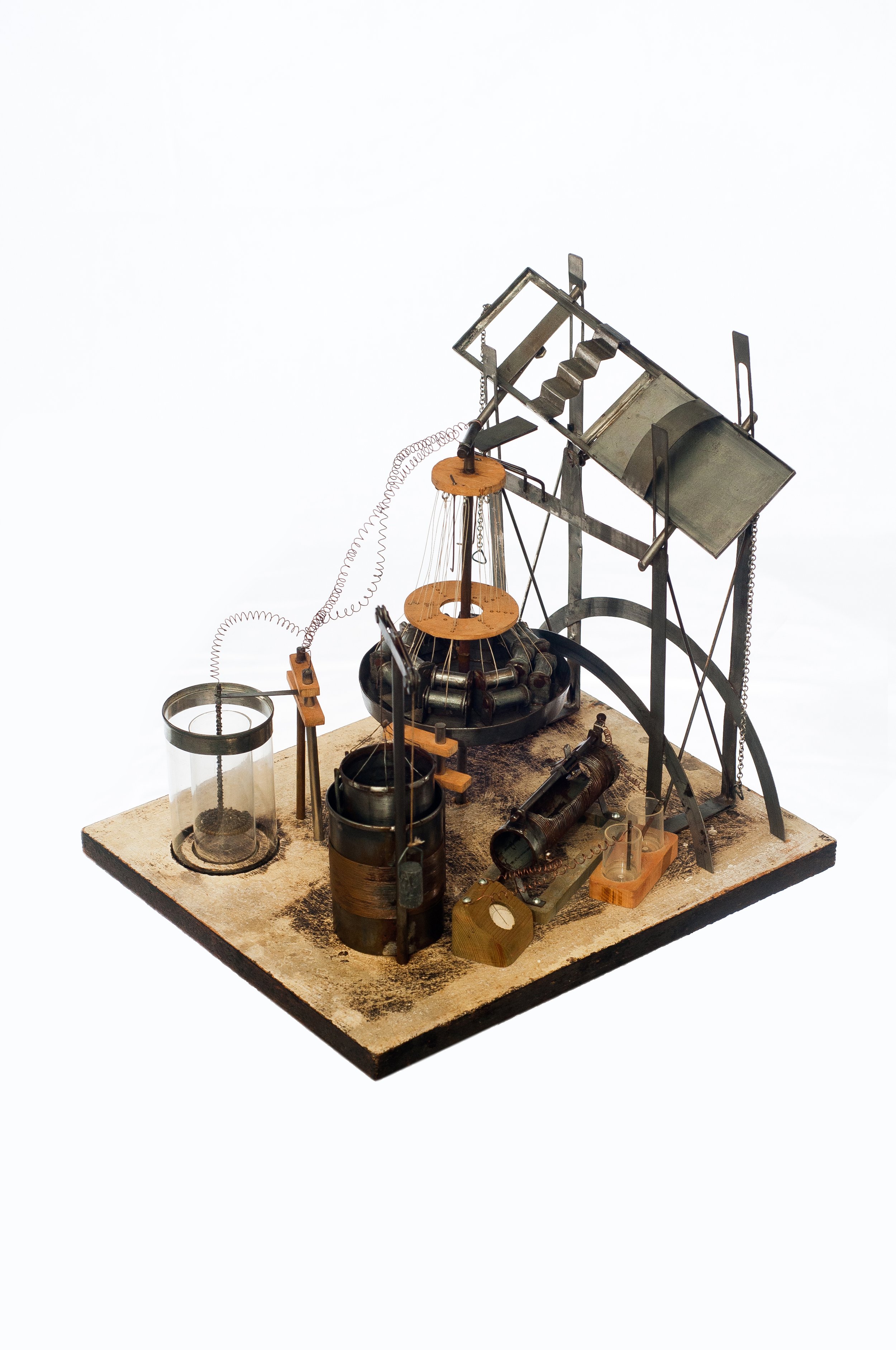 Alice Aycock,  Solar Wind Model , 1980, wood, metal, plastic, 13 3/8" x 14"x 12", Roanoke College Permanent Collection, Gift of the Artist
