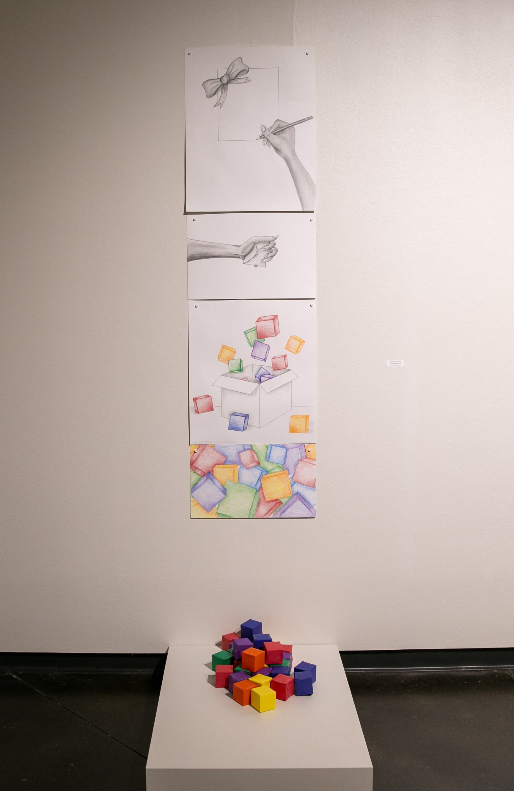 Brooklyn Rivera,  Escaping the Box , graphite, colored pencil
