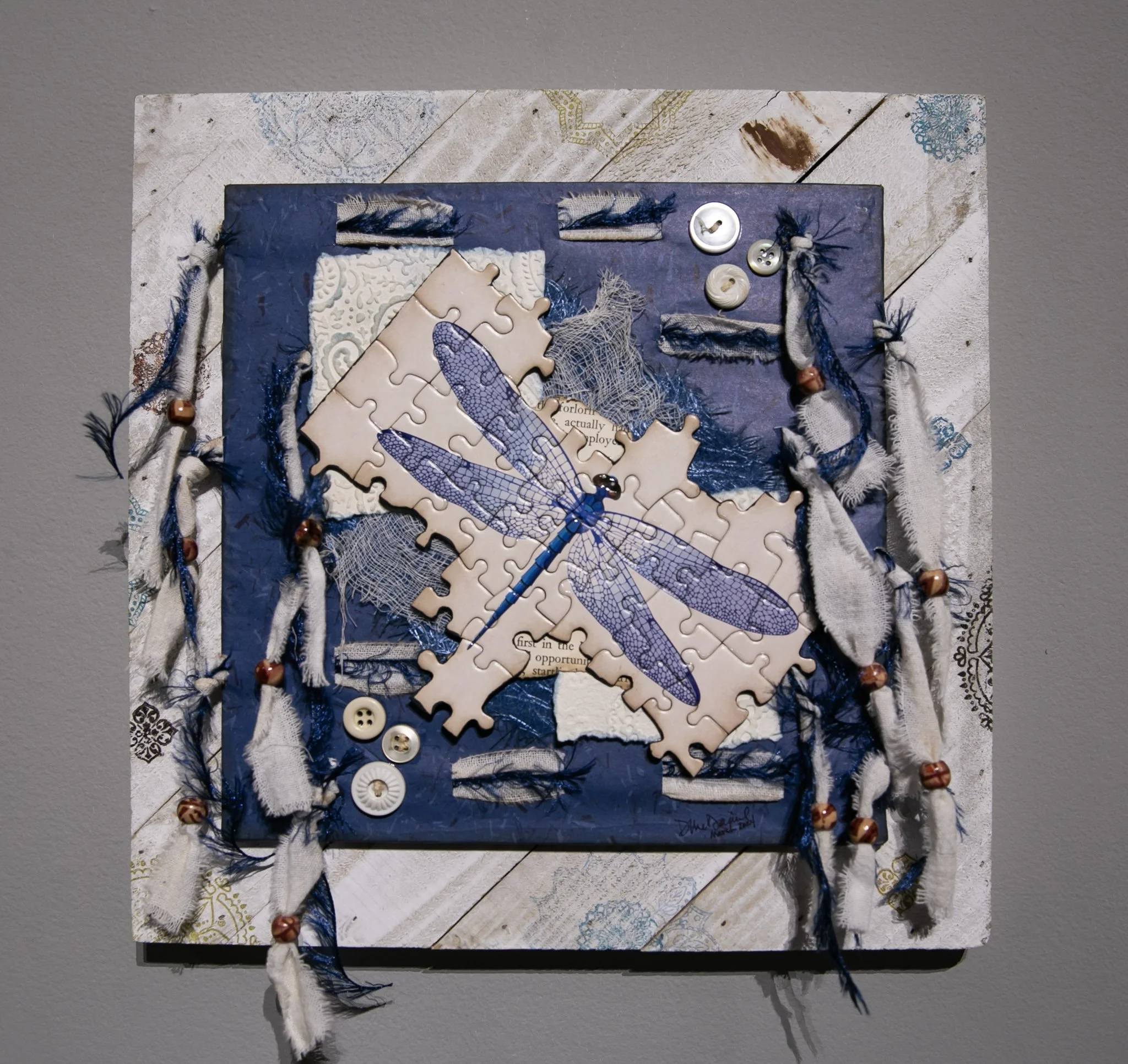 Diane McDaniel, Soothe My Tattered Soul, mixed media assemblage