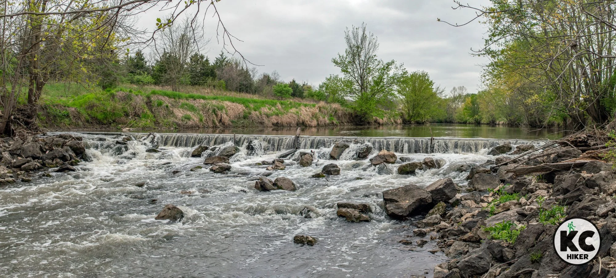 The Little Blue River falls along Little Blue Trace Trail in Independence, Mo.