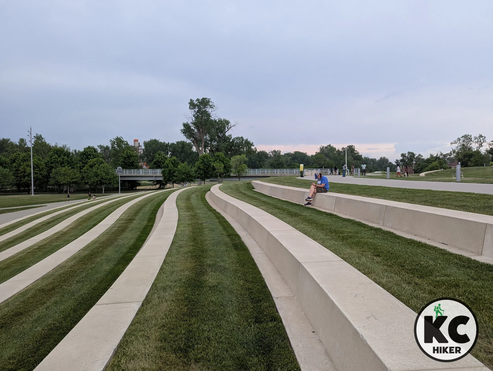 The Bob Kerry Pedestrian Bridge connects urban trails in Omaha, Nebraska, and Council Bluffs, Iowa.