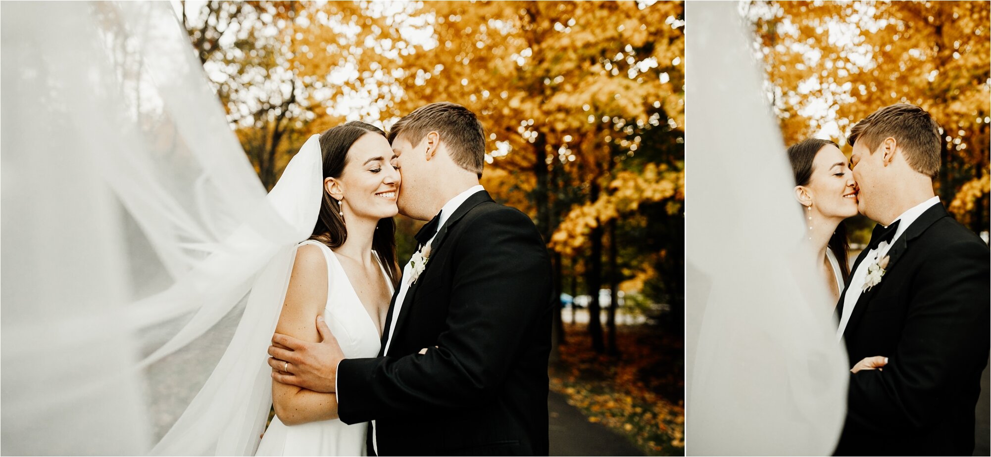  bride and groom fall colors wedding day foliage in wisconsin wedding mequon autumn couple happy love candid photos 