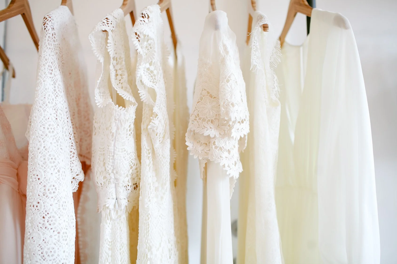 A row of white dresses