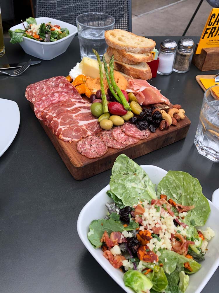 butcher's block board + brussels sprouts salad